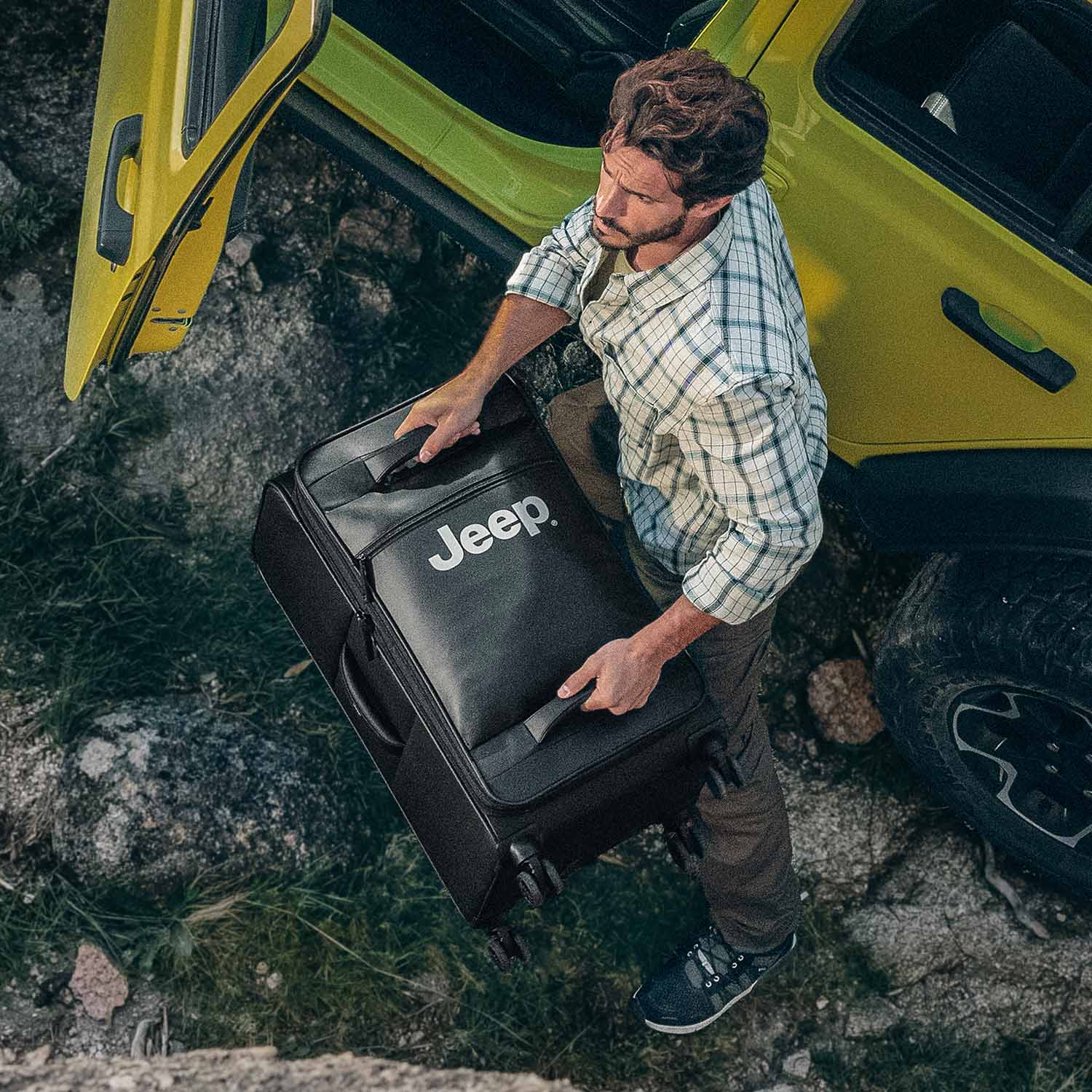 jeep travel equipment tote bag yellow and black large JS009D 27" Rolling Duffle delivering unparalleled maneuverability Bags - Lifestyle