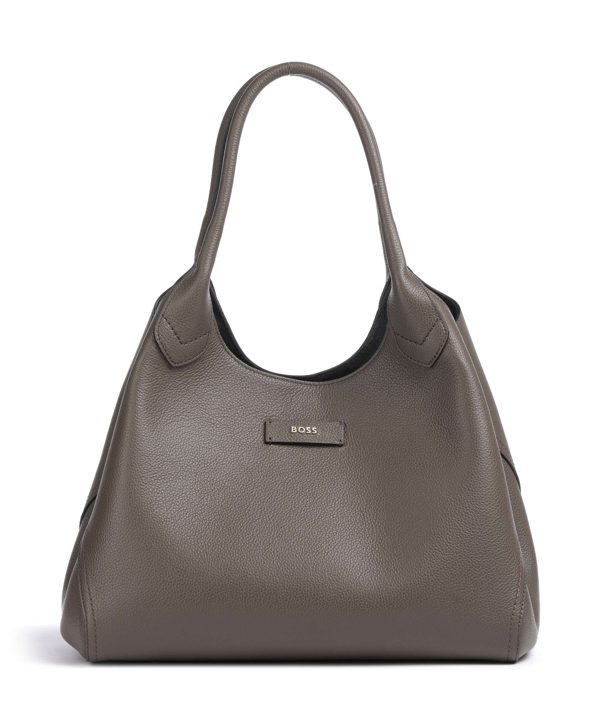 BOSS Lenah Hobo bag grained cow leather medium brown - 50536554