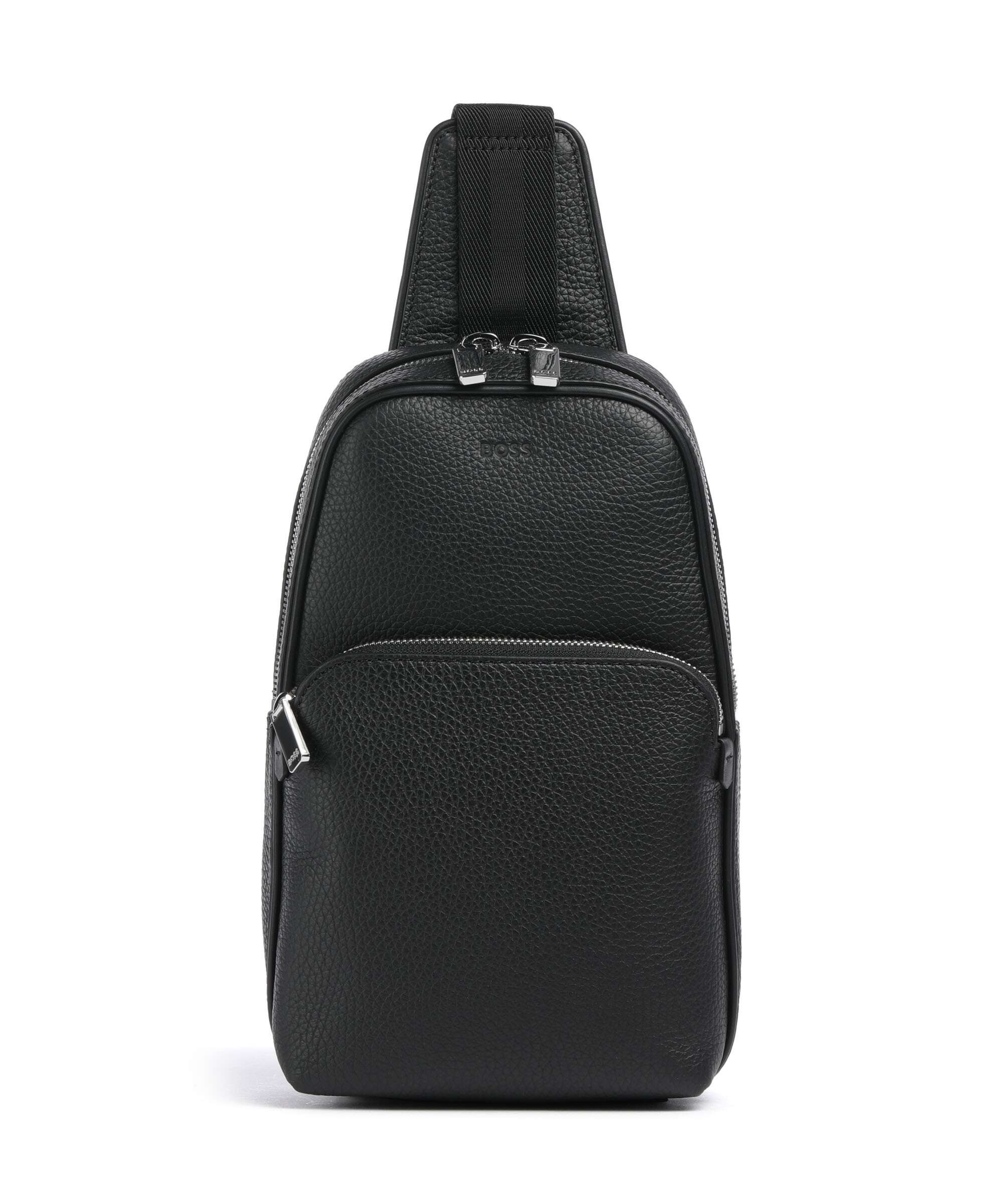 BOSS Crosstown Sling bag grained cow leather black
