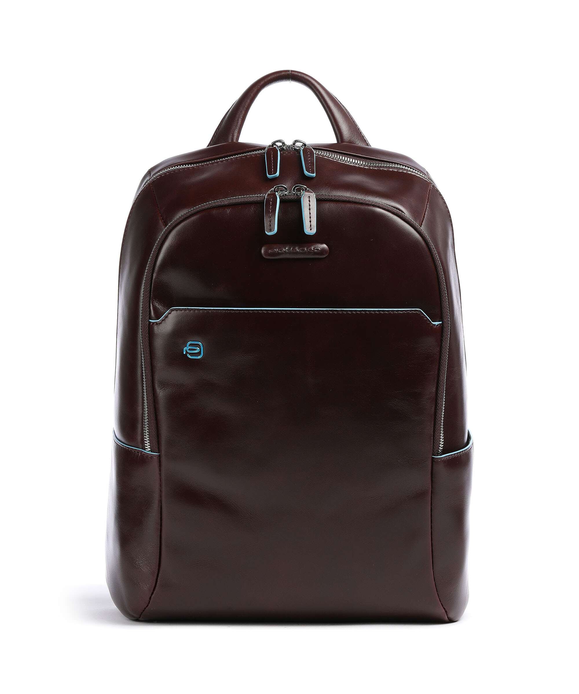 Piquadro Blue Square Laptop backpack 13″ fine grain cow leather mahogany
