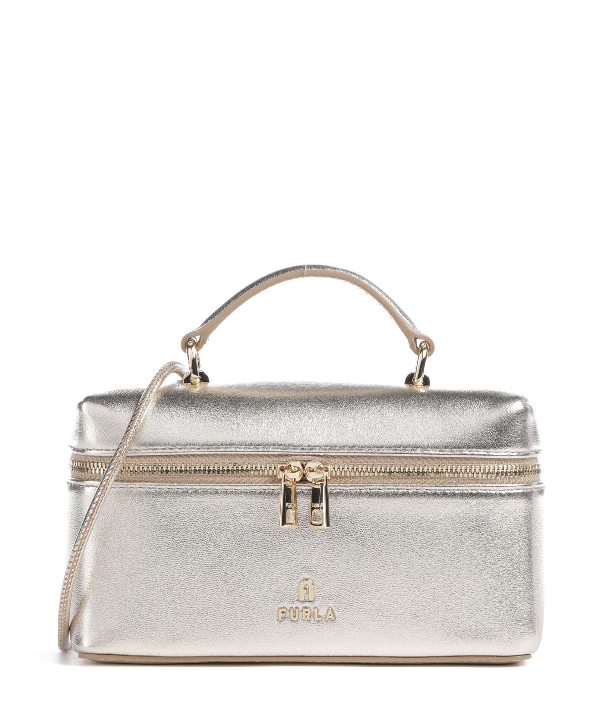 Furla Camelia Micro Crossbody bag fine grain leather color gold