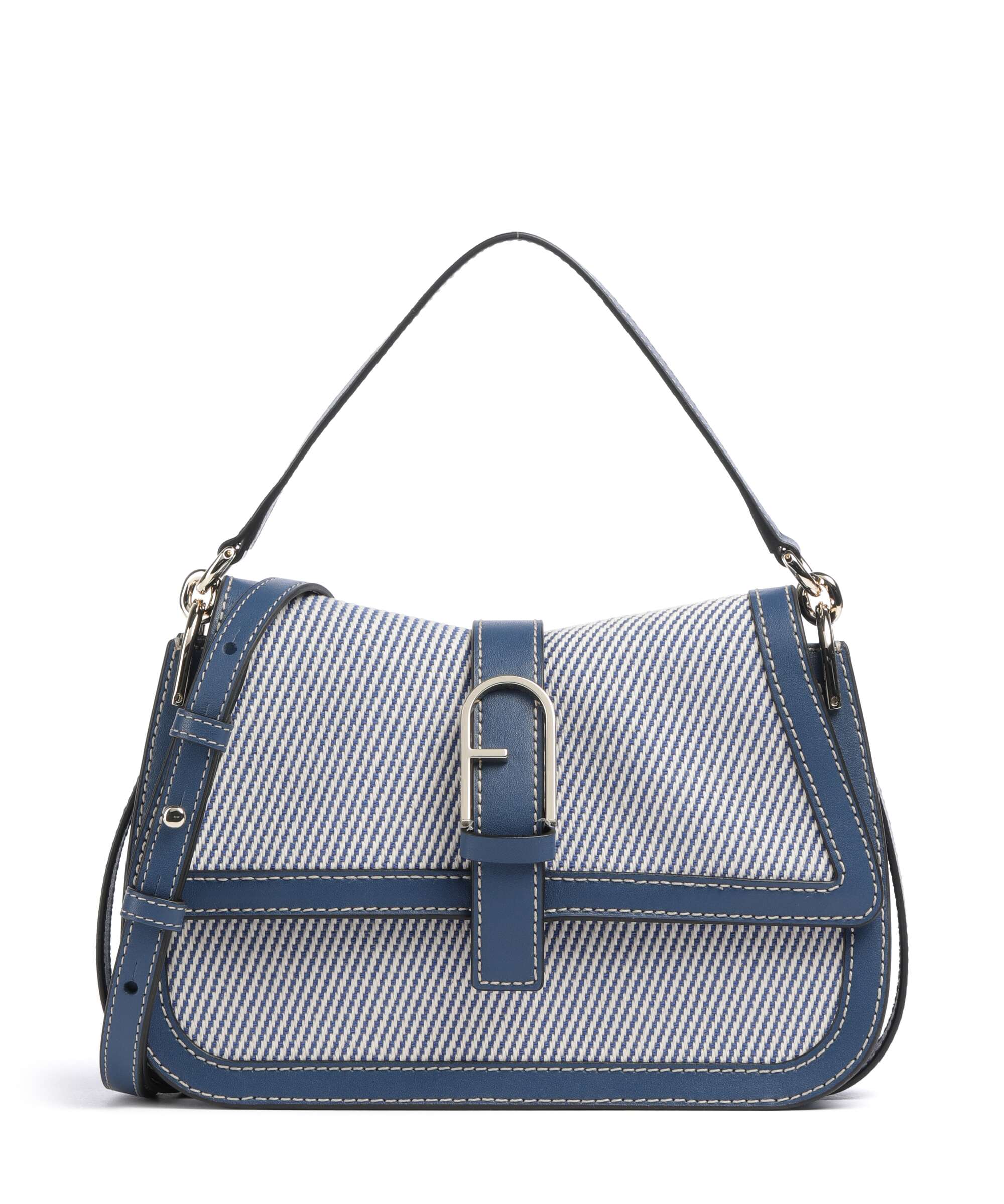 Furla Flow M Handbag canvas, fine grain leather toni indigo