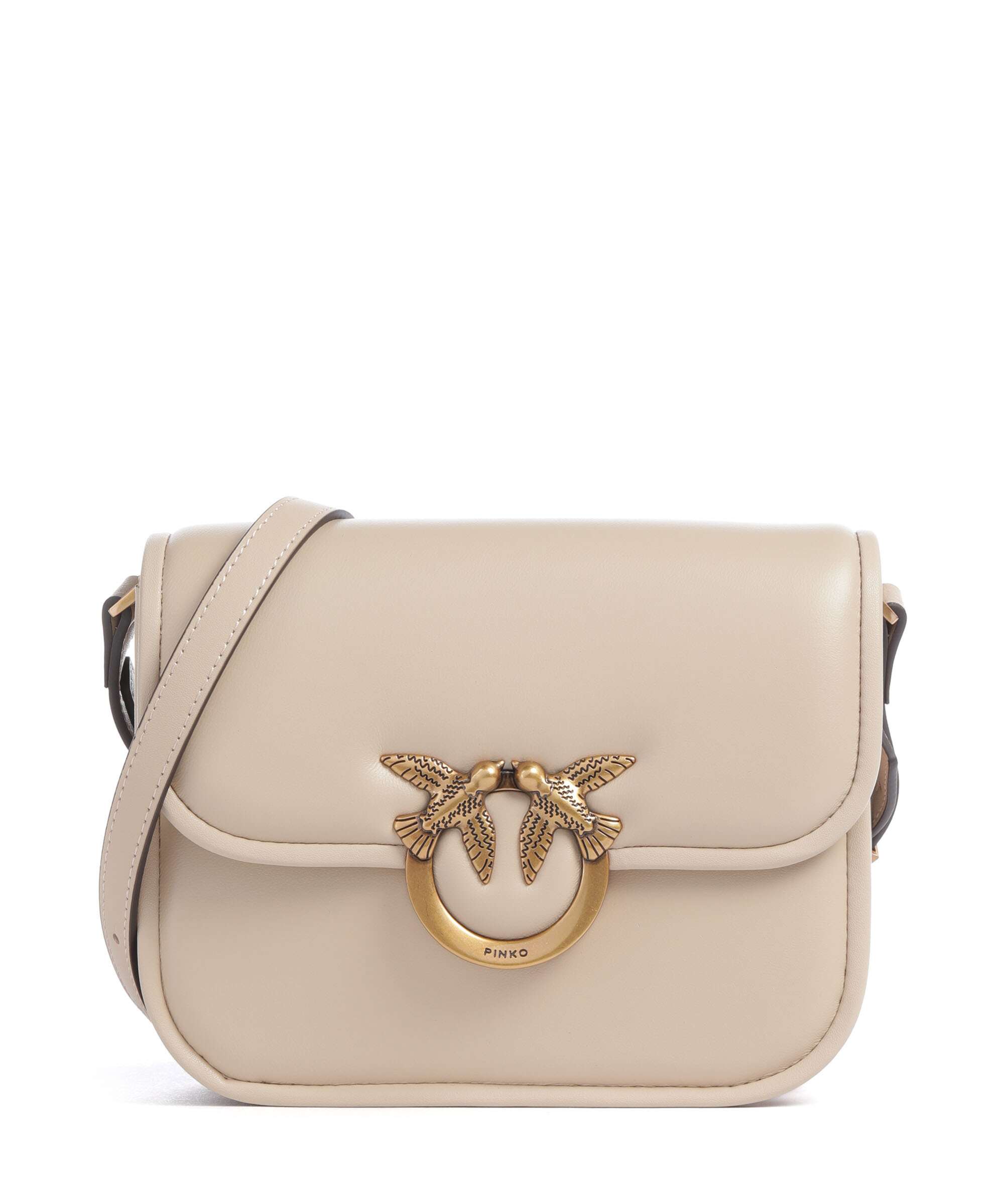 Pinko Love One Mini Crossbody bag softly grained calfskin beige