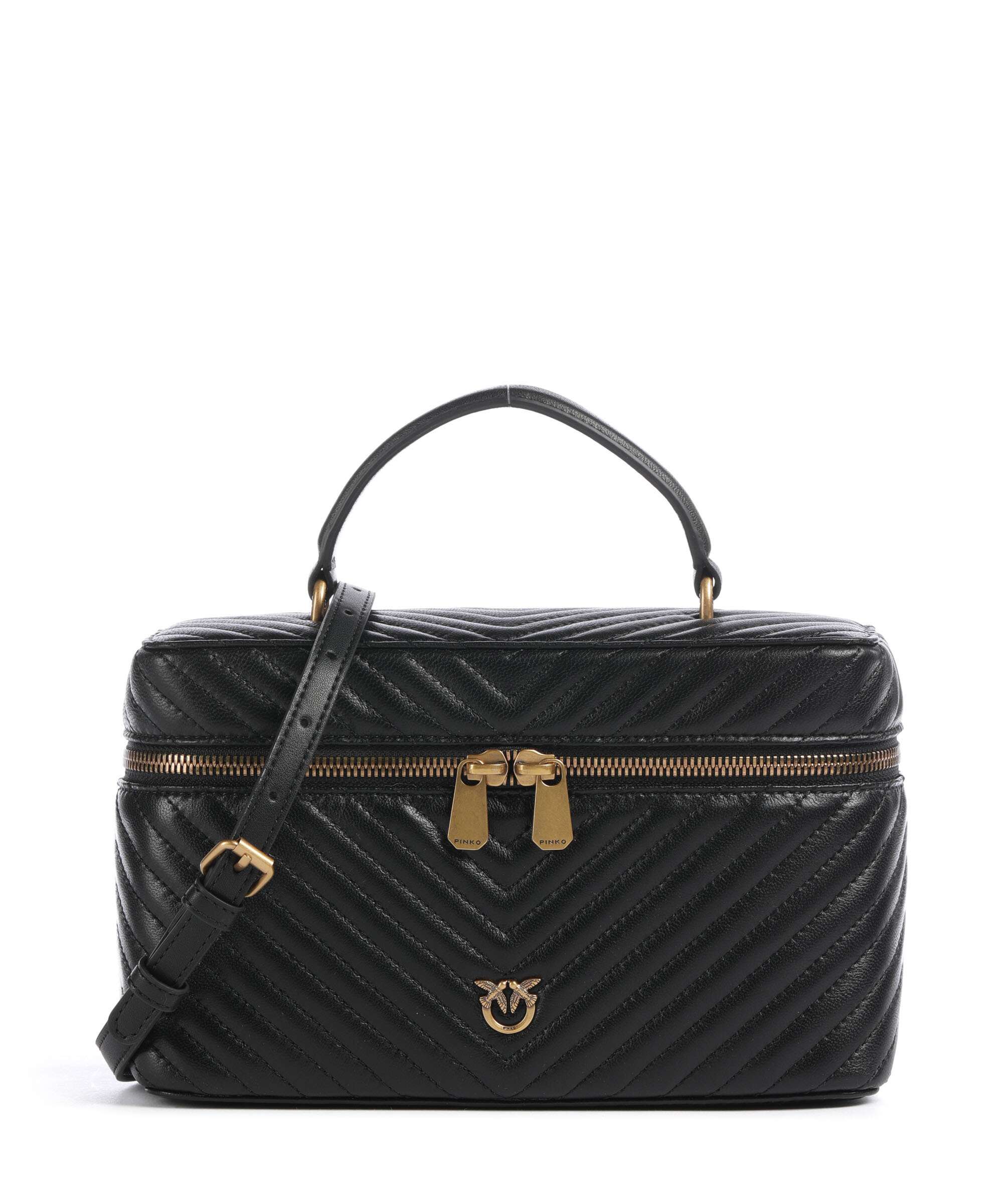 Pinko Vanity Classic Handbag grained leather nero/antique gold