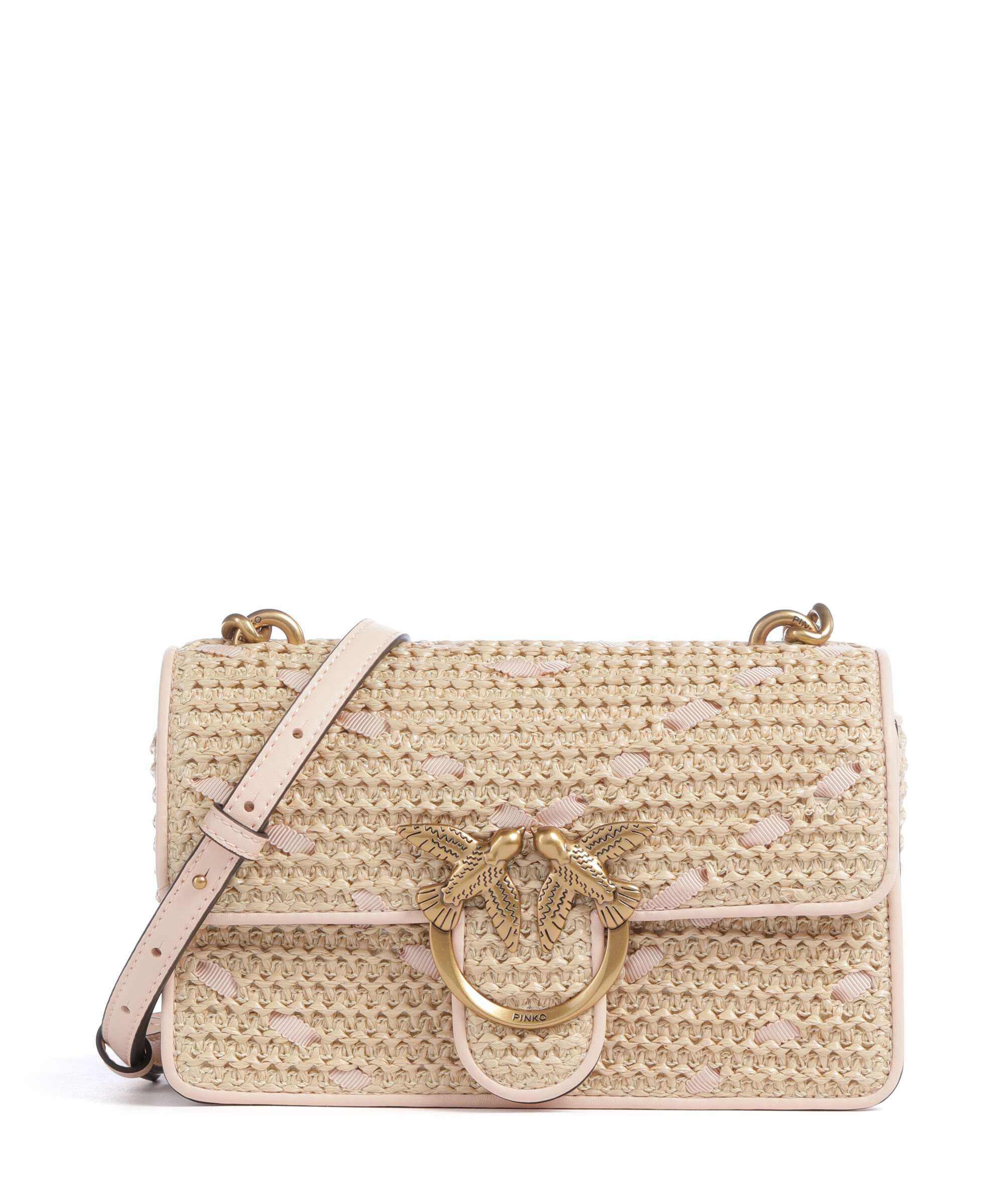 Pinko Love One Mini Crossbody bag synthetic fiber paglia/rosa
