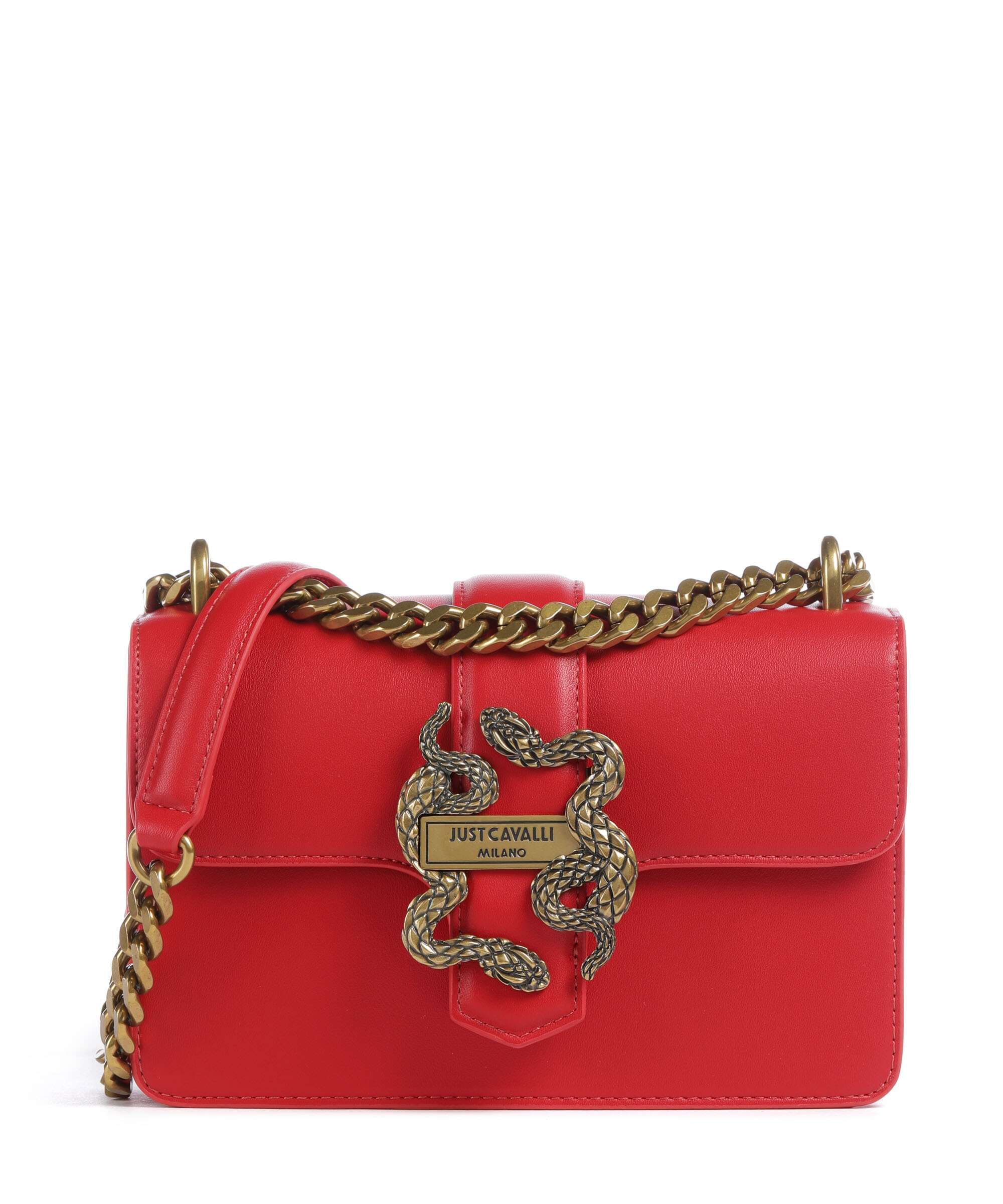 Just Cavalli Iconic Snakes Shoulder bag imitation leather tango
