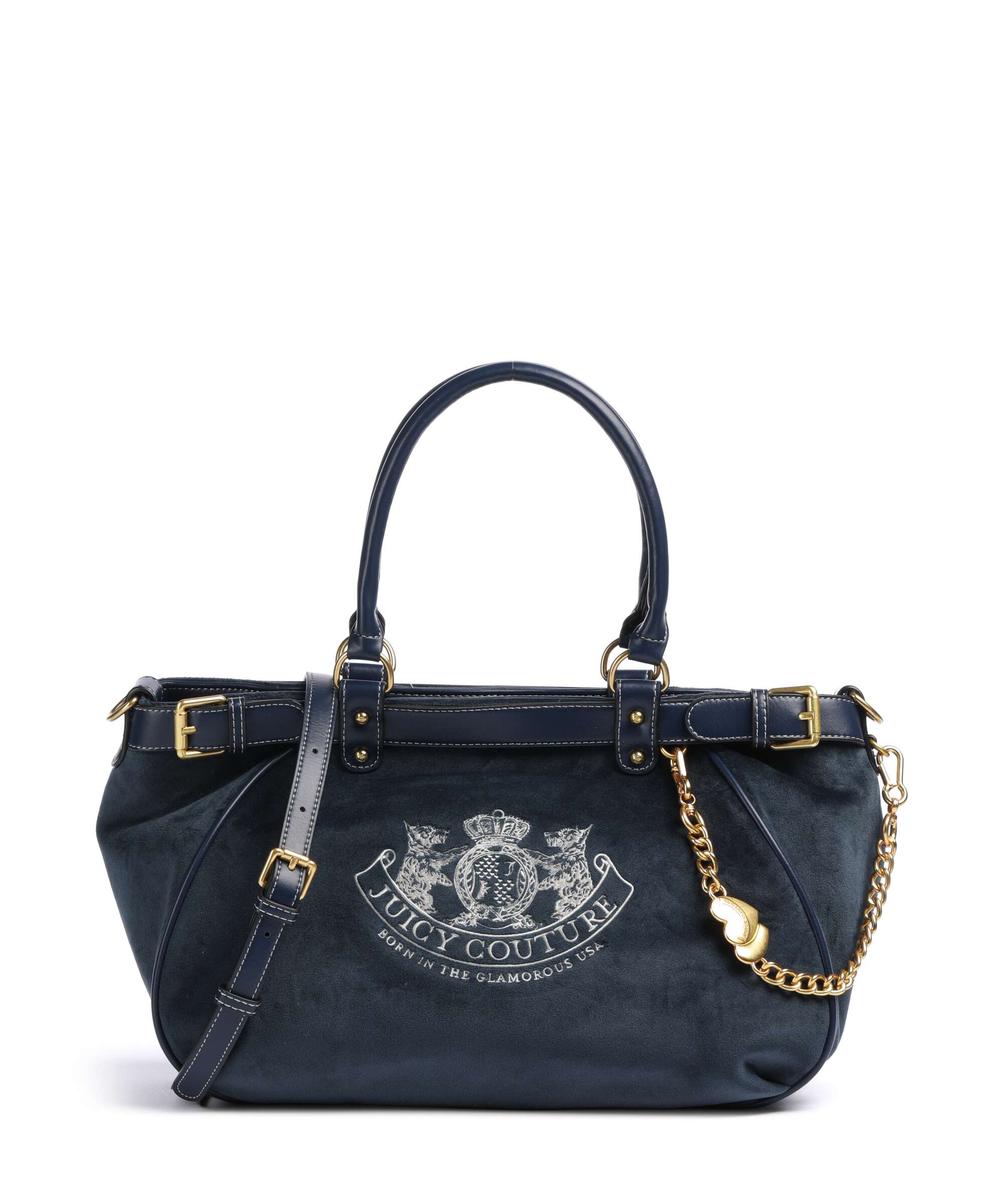 Juicy Couture Twig Narrative Velvet L Tote bag velvet fabric blue