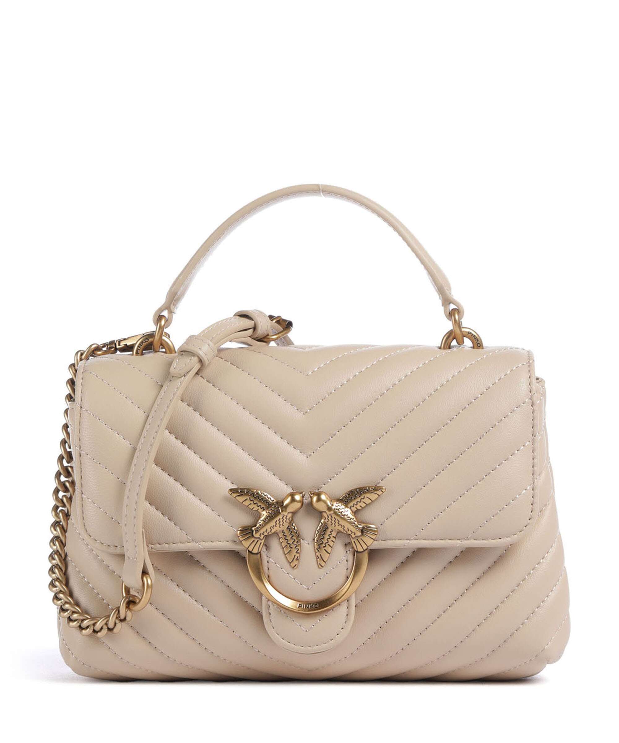 Pinko Love Lady Puff Mini Handbag sheepskin leather beige/grigio