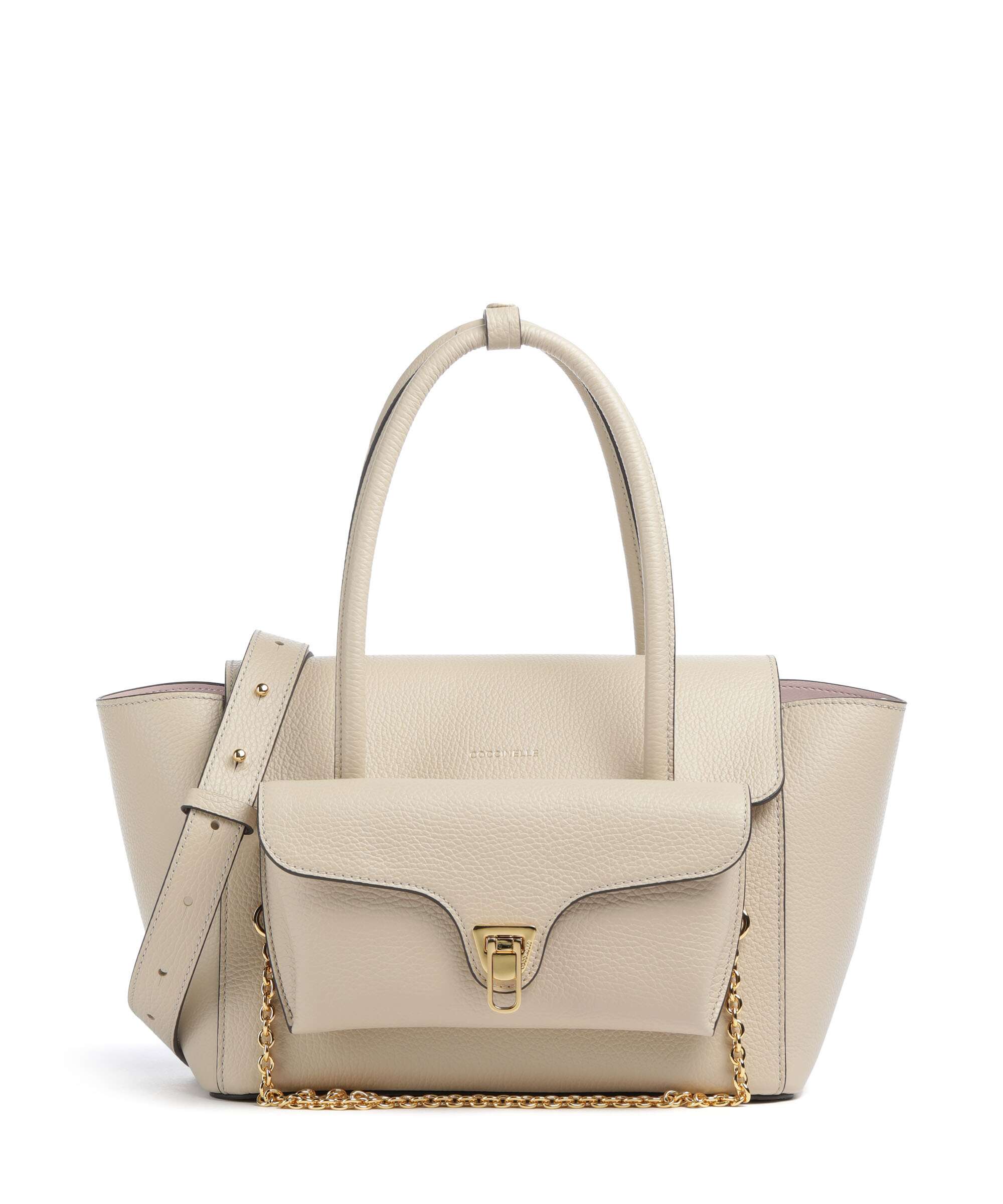 Coccinelle Beat Double Handbag grained cow leather sandshell