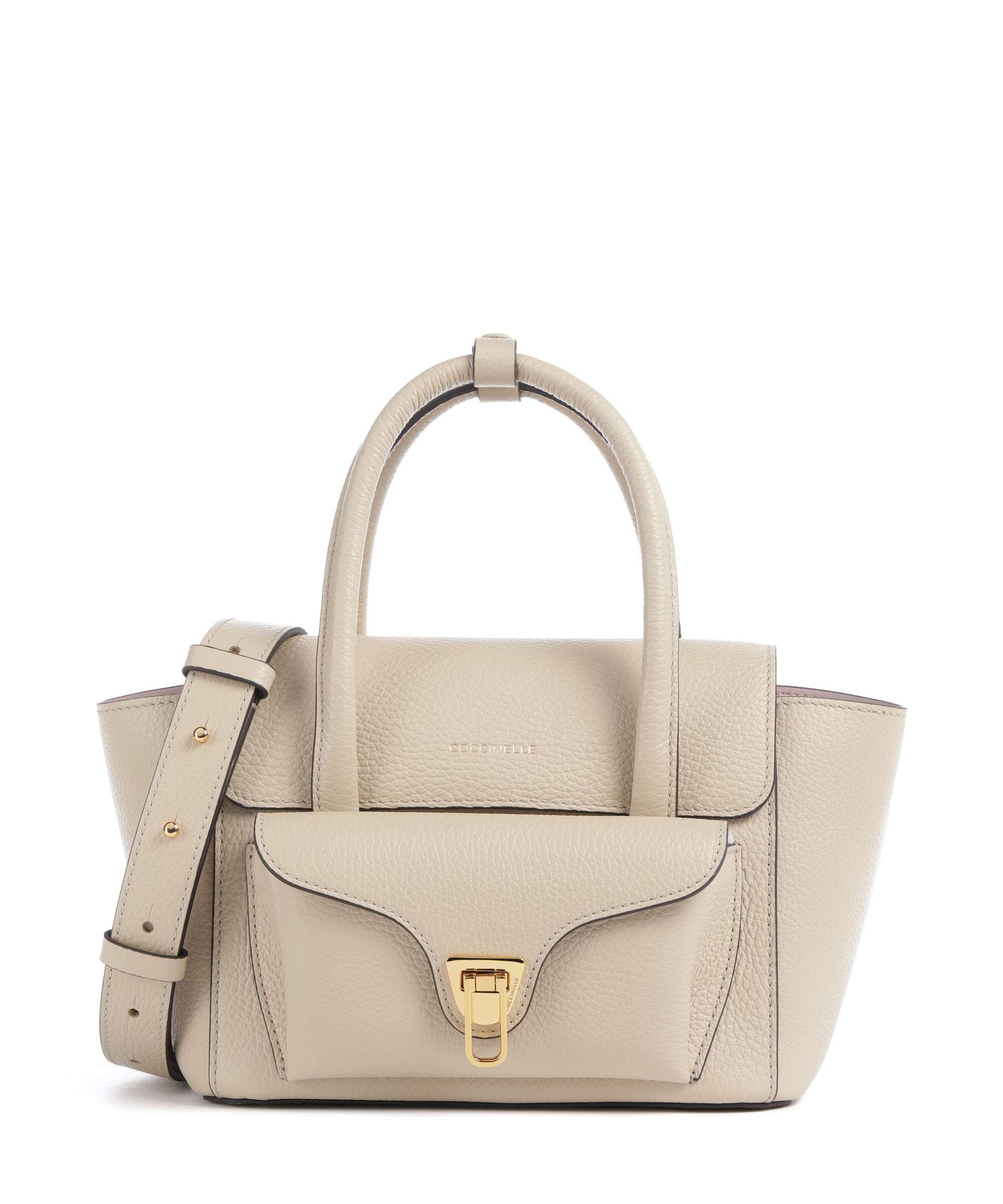 Coccinelle Beat Double Handbag grained cow leather sandshell