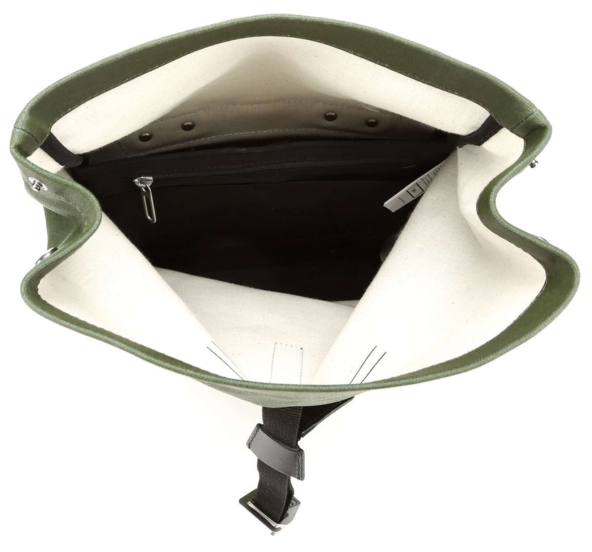 Brooks England Pickwick Cotton Canvas Small Rolltop backpack forest