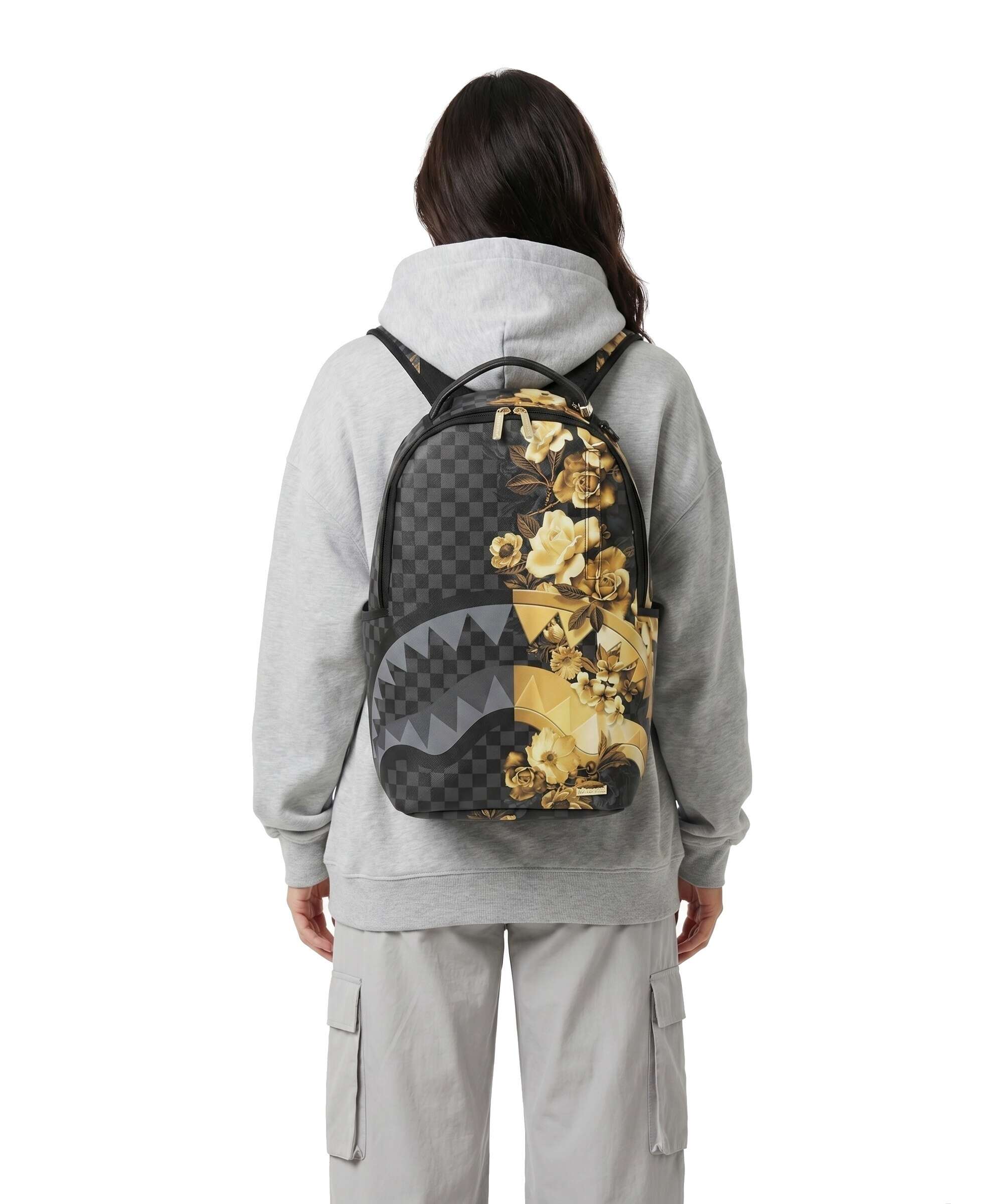 Sprayground Gold Floral Remix Backpack 13″ soft synthetic black