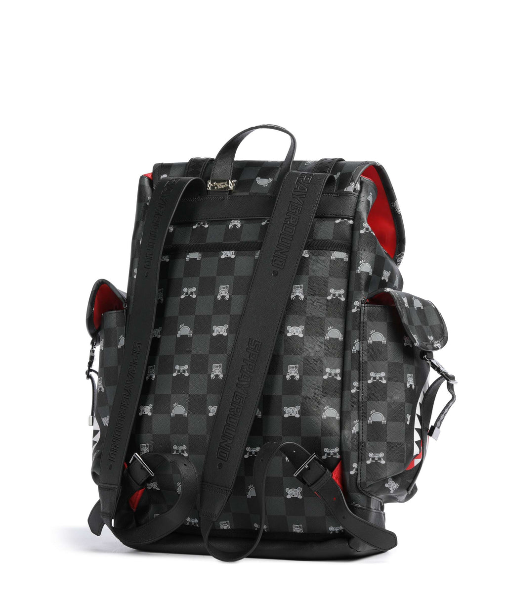 Sprayground Gray Peeking Character Check Monte Carlo Backpack black/gray