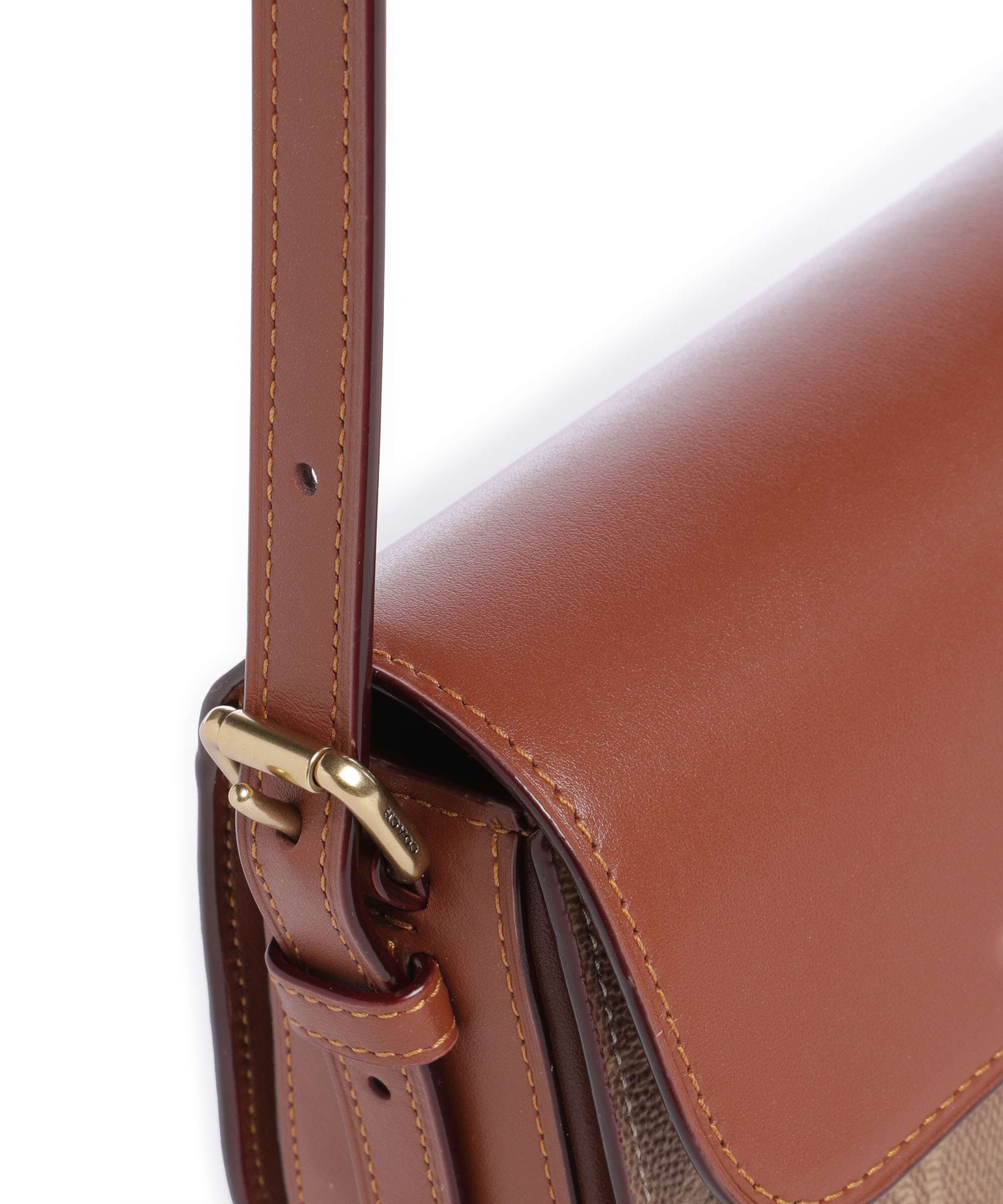 Coach Zoe Signature Shoulder bag fine grain cow leather tan