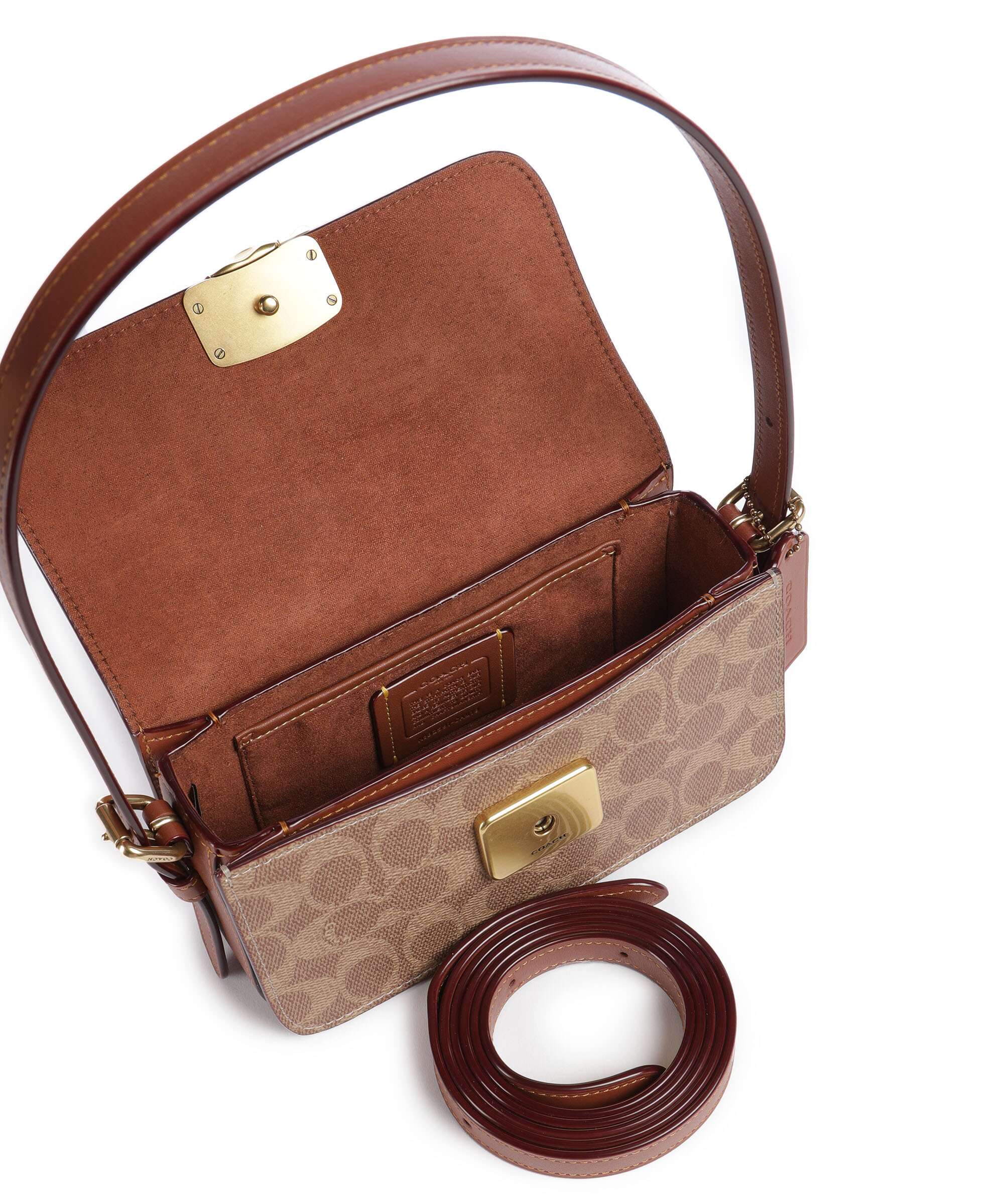 Coach Zoe Signature Shoulder bag fine grain cow leather tan