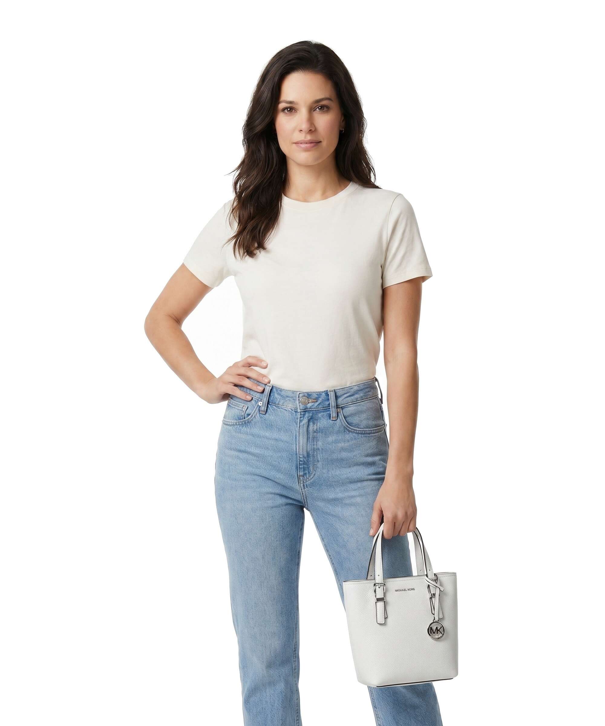Michael Kors Quinn XS Handbag grained leather optic white