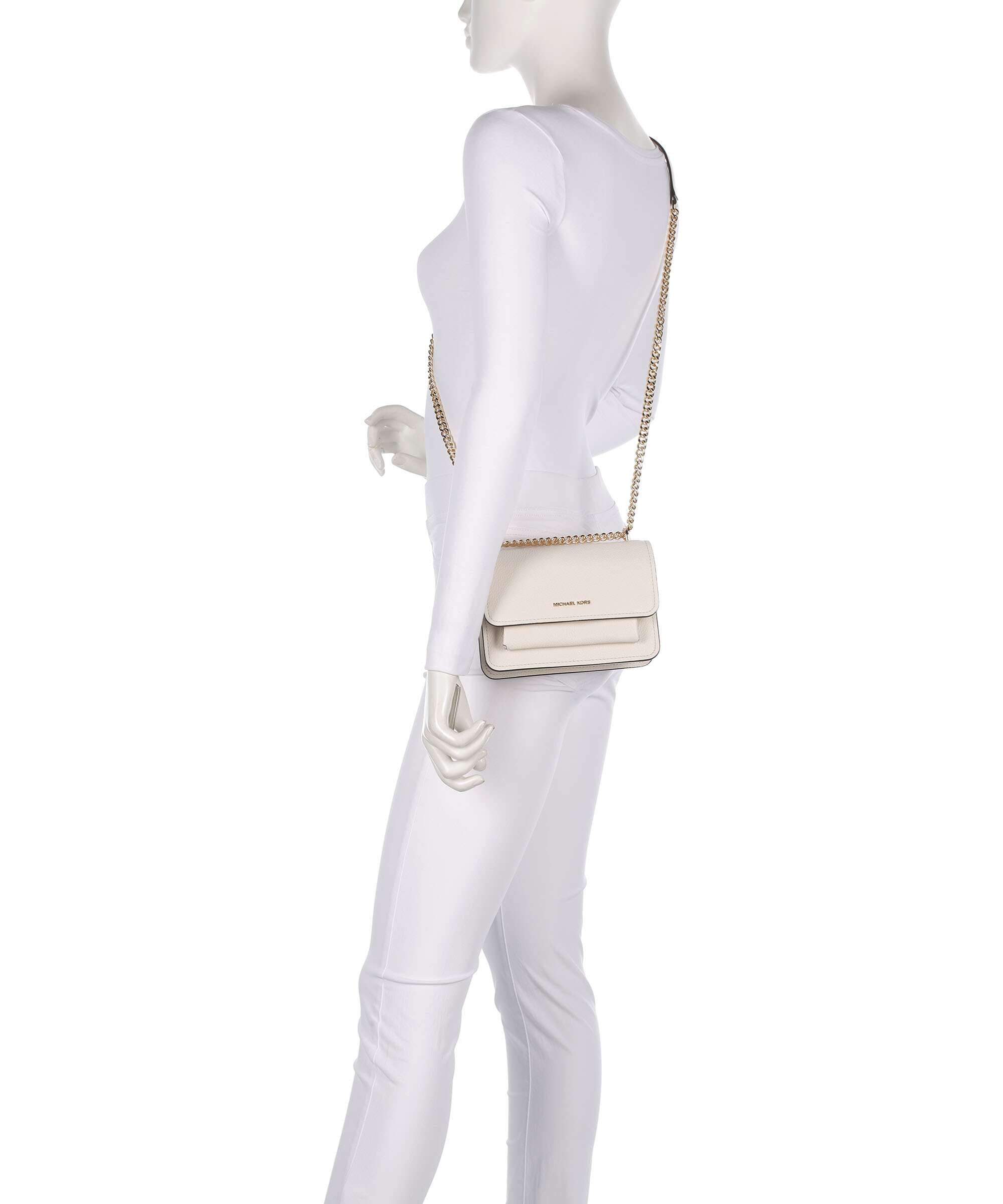 Michael Kors Claire Small Shoulder bag grained leather light cream