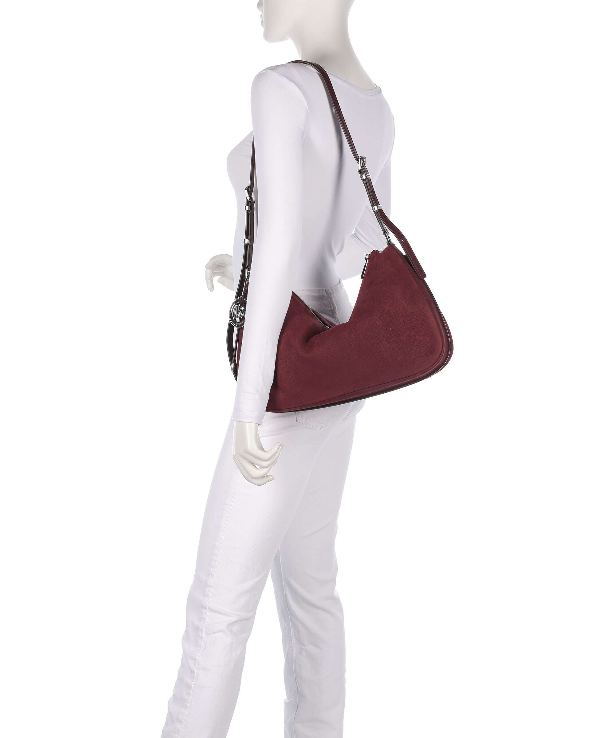 Michael Kors Nolita Medium Hobo bag nubuck cow leather oxblood