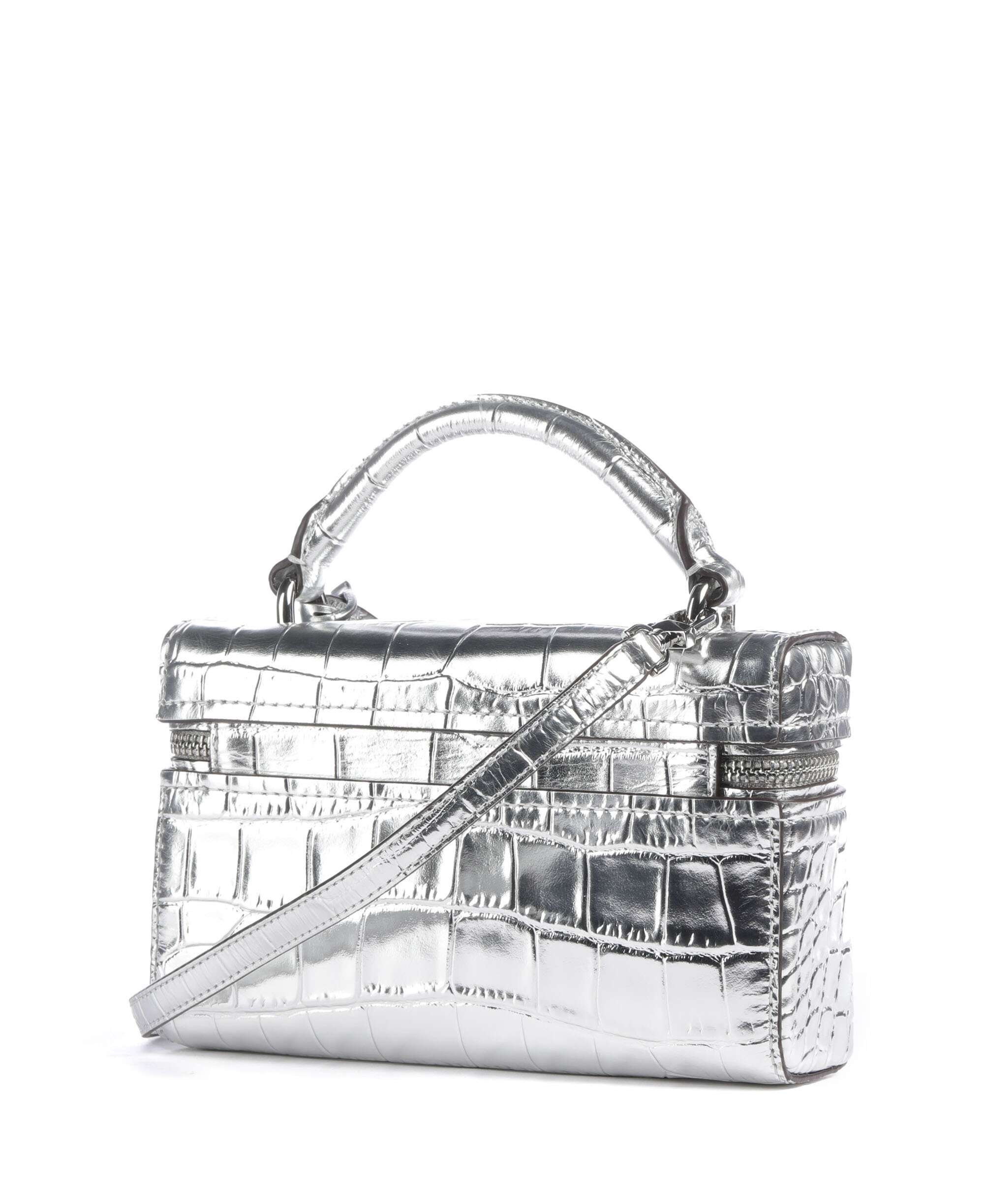 Michael Kors Jana XS Crossbody bag embossed cow leather silver