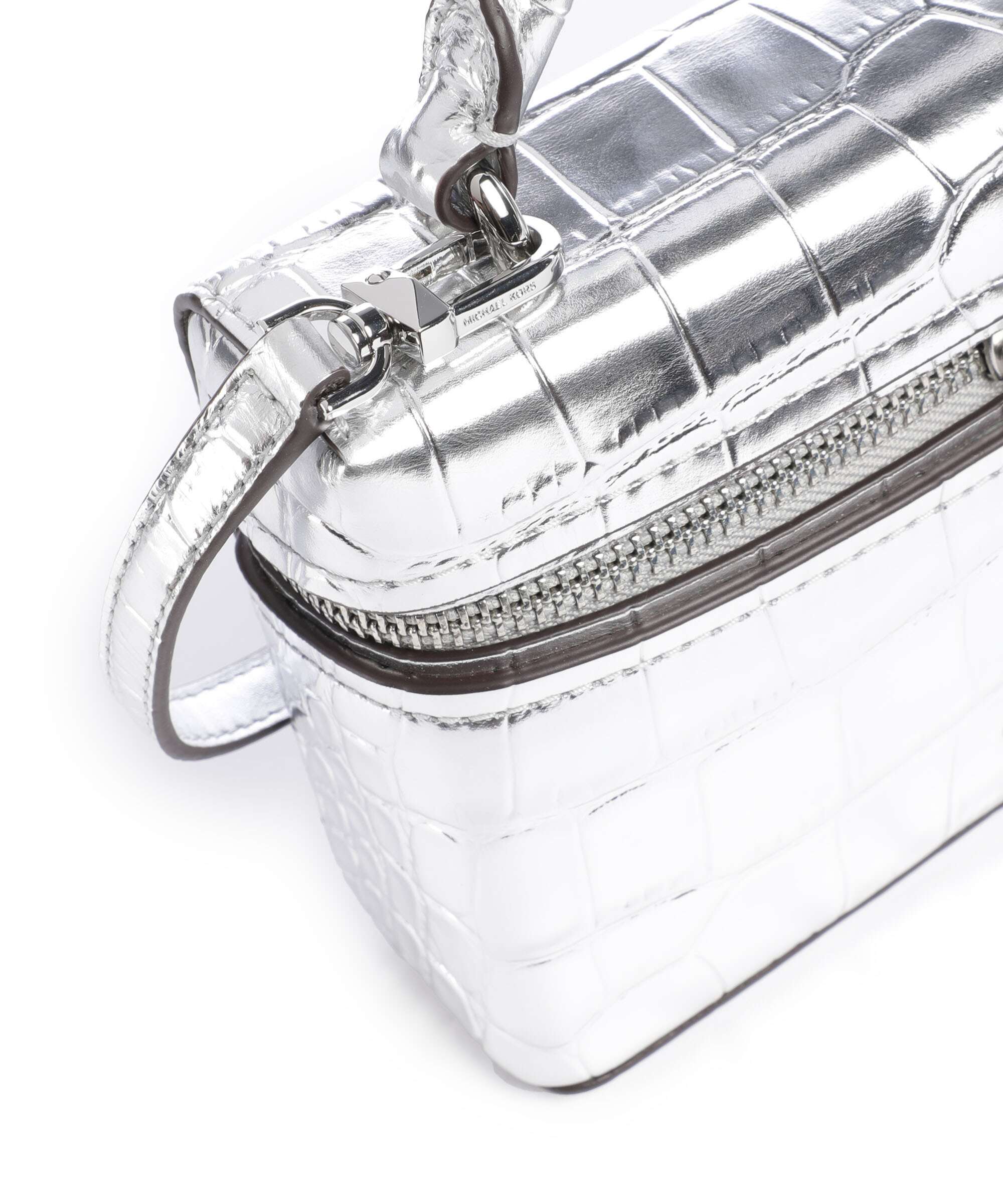 Michael Kors Jana XS Crossbody bag embossed cow leather silver