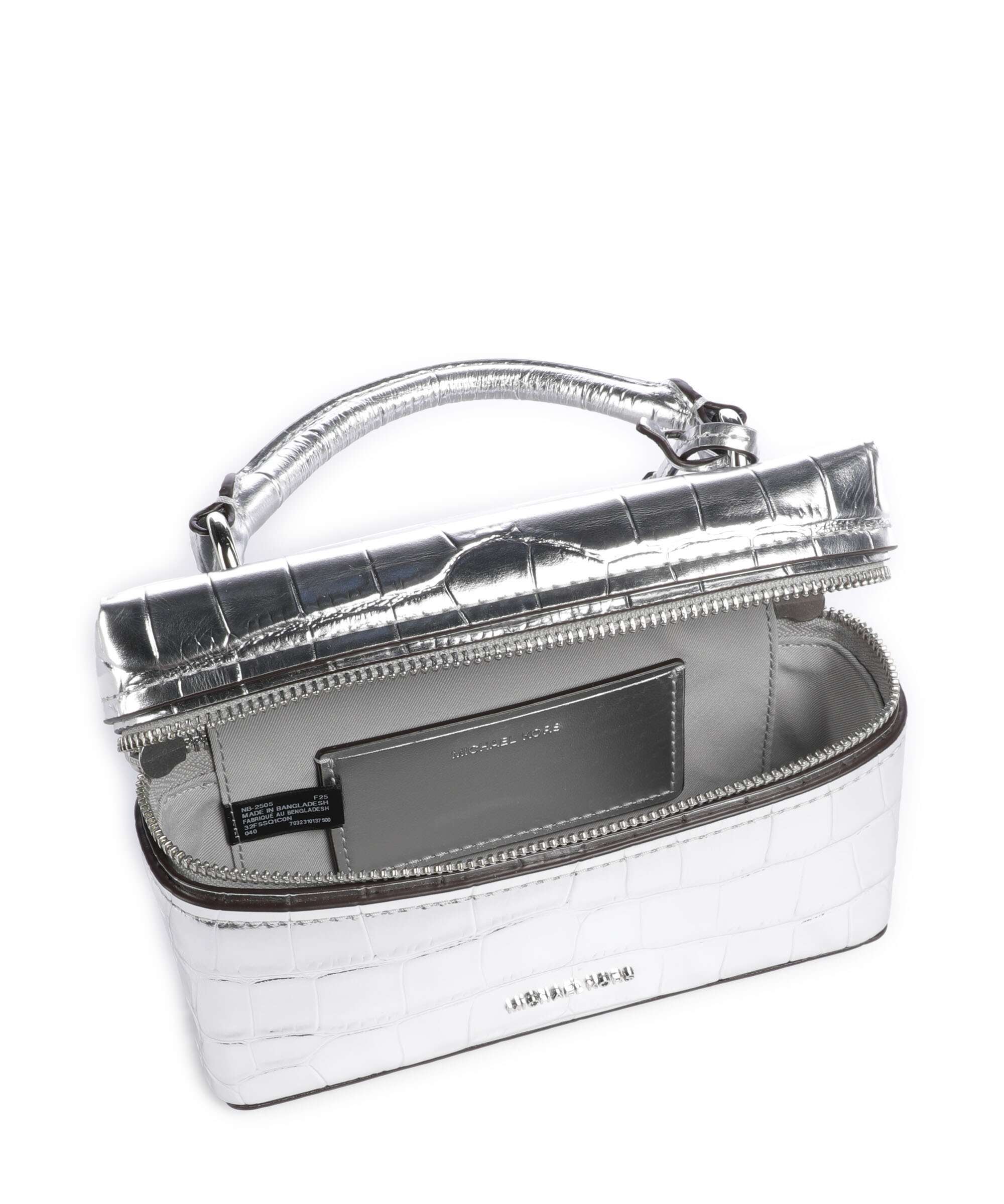 Michael Kors Jana XS Crossbody bag embossed cow leather silver