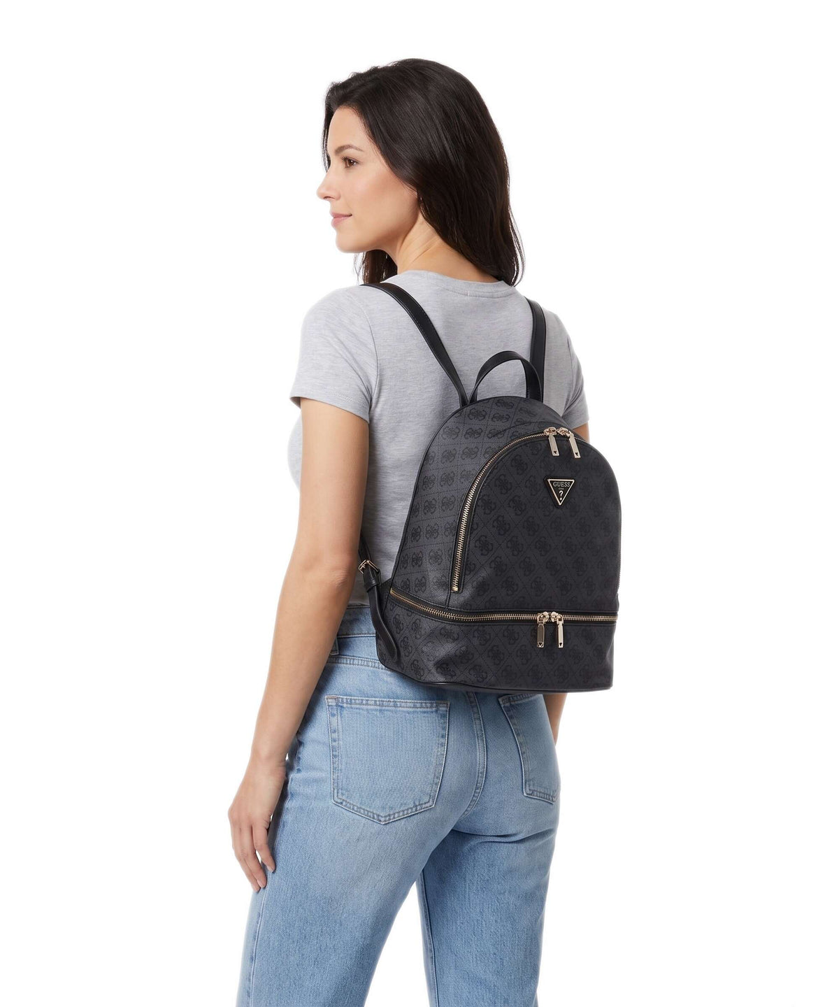 Guess Adrian Logo Medium Backpack coal logo