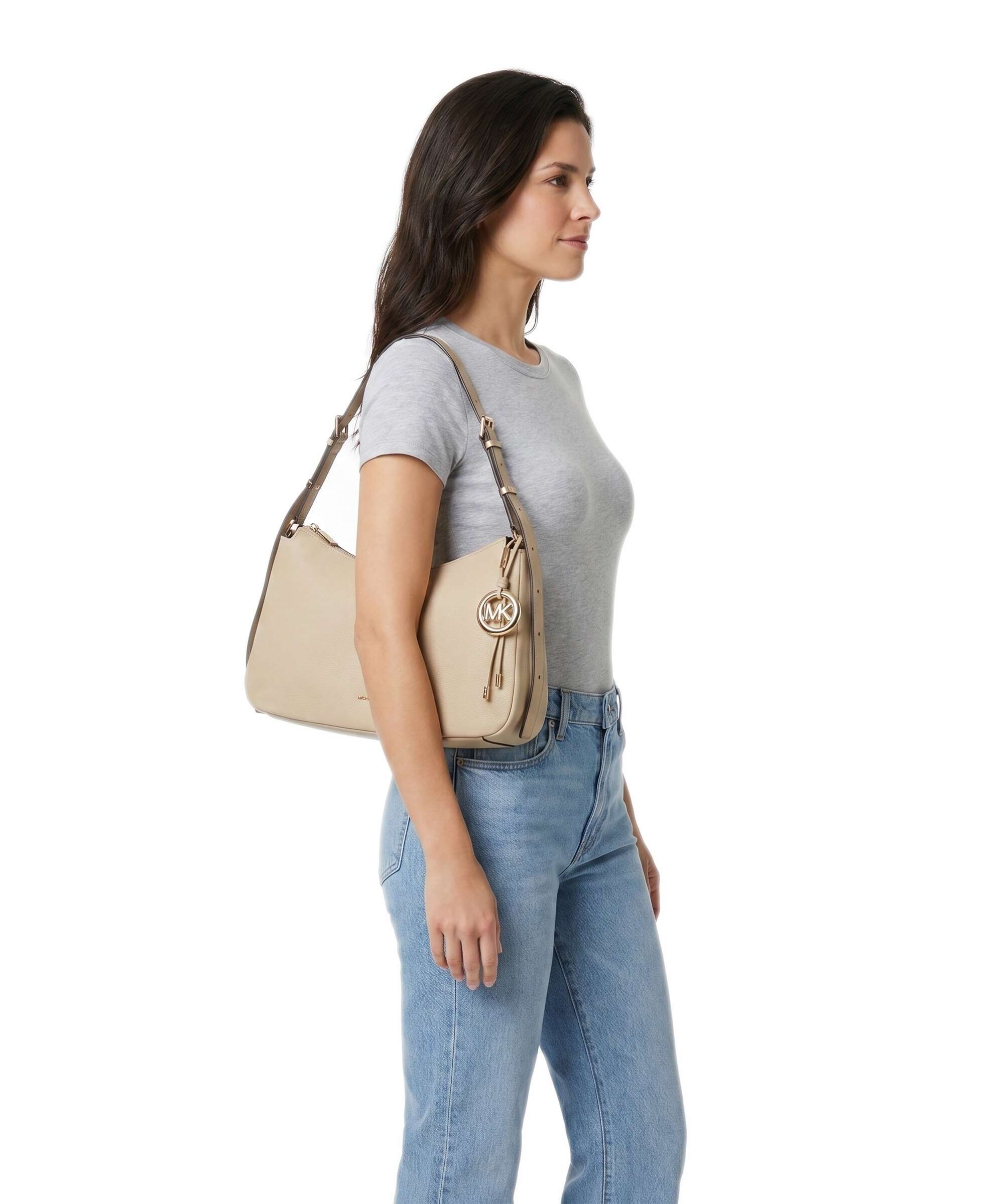 Michael Kors Nolita Medium Hobo bag nubuck cow leather khaki