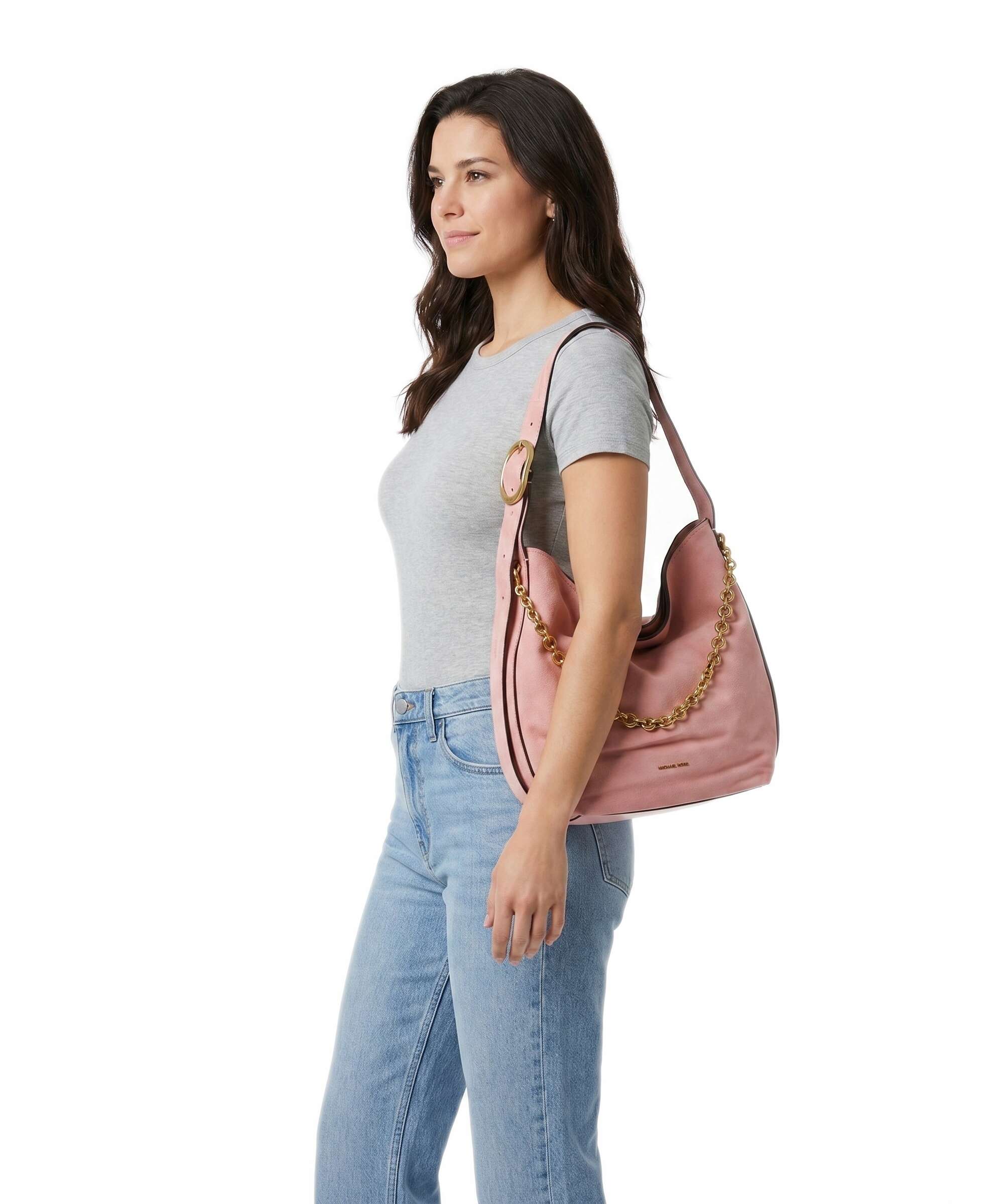 Michael Kors Nolita Large Hobo bag velour leather primrose