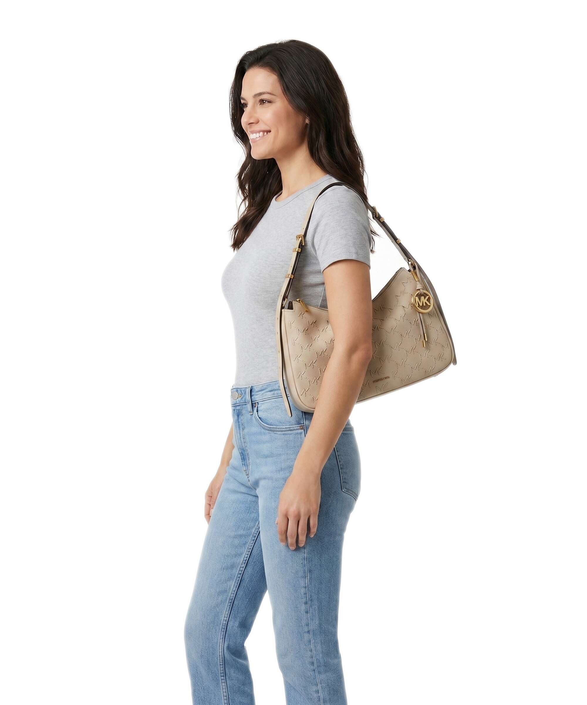 Michael Kors Nolita Medium Hobo bag grained cow leather khaki