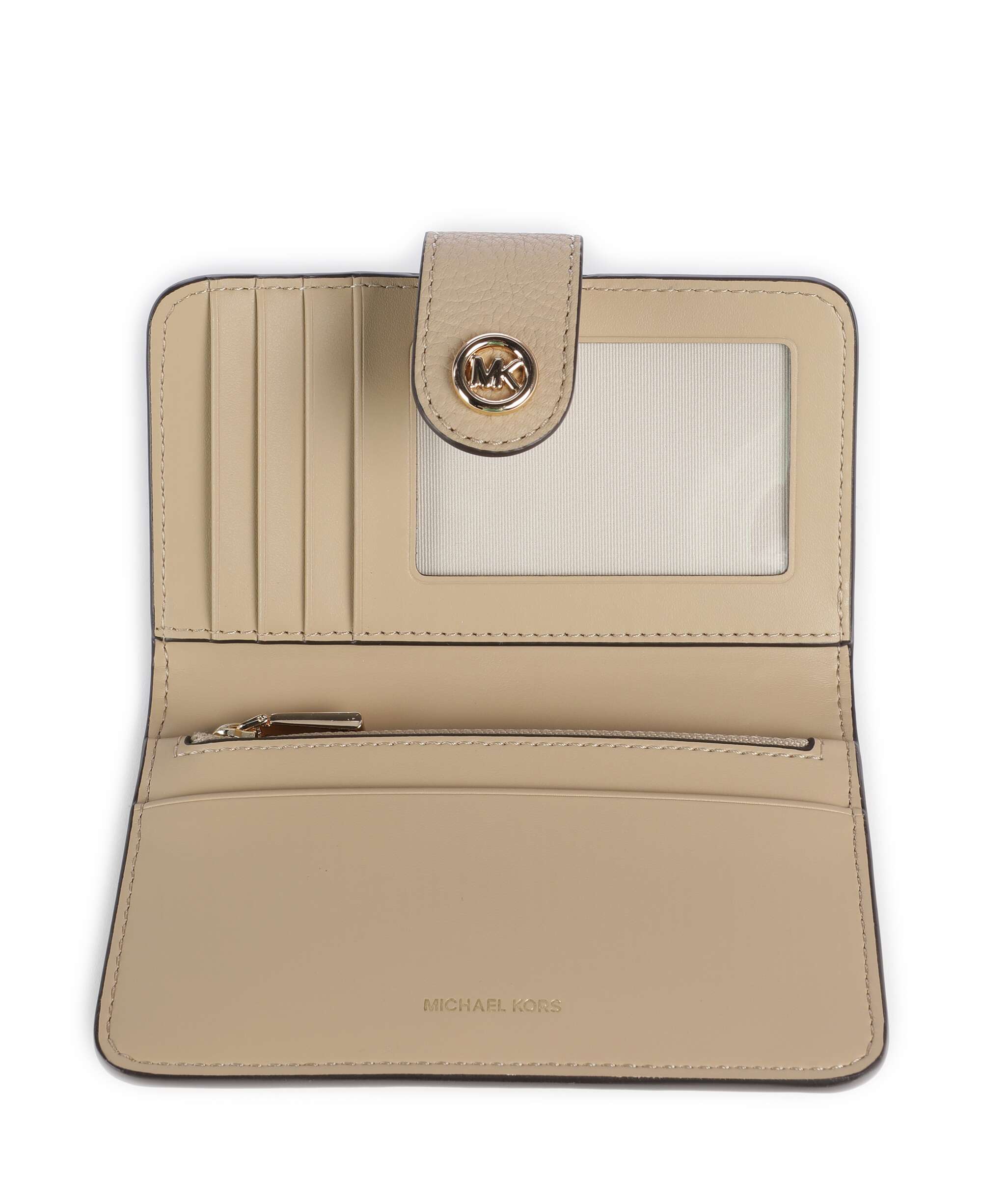 Michael Kors MK Pop Charm Medium Wallet grained cow leather khaki