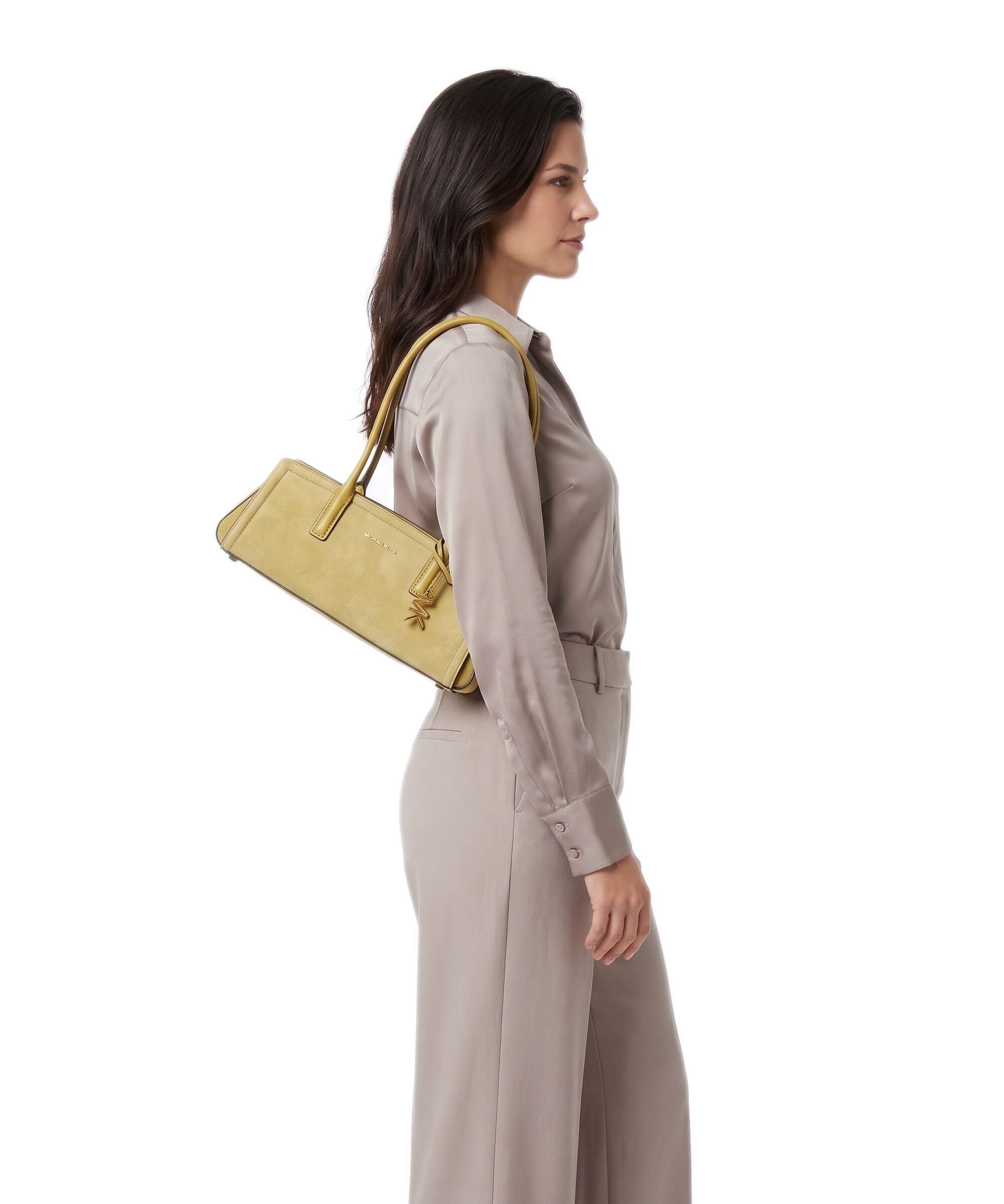 Michael Kors Laila Small Shoulder bag suede chartreuse
