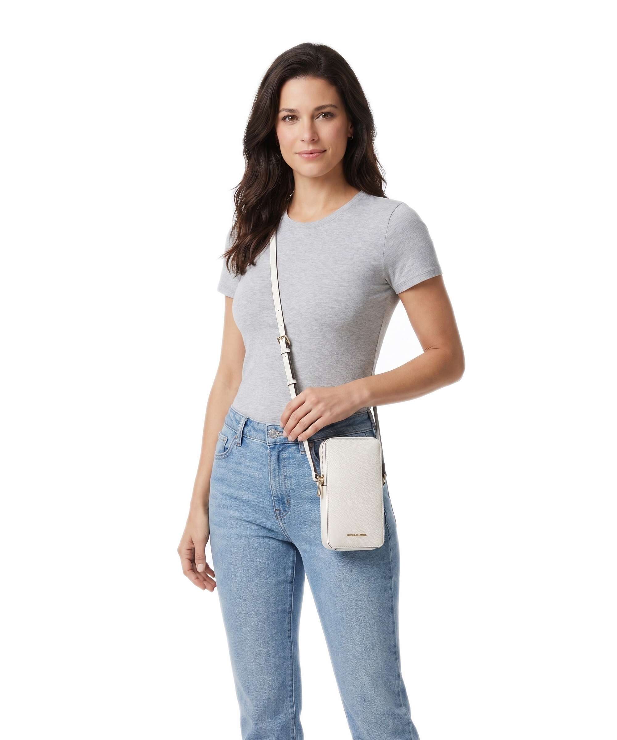 Michael Kors Jet Set Small Phone bag grained leather eggshell