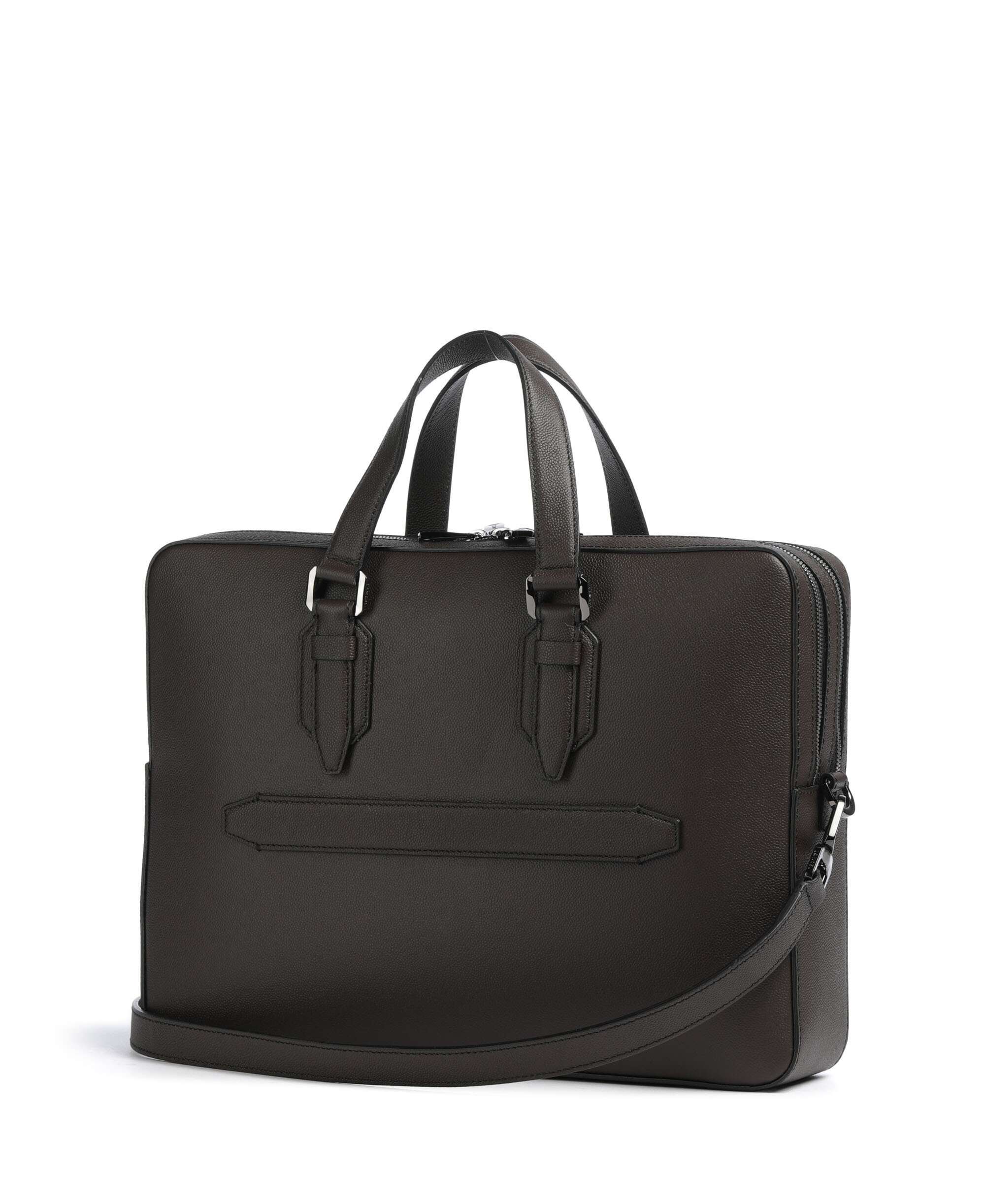 Lancel Charlie Briefcase 15″ grained cow leather macadamia