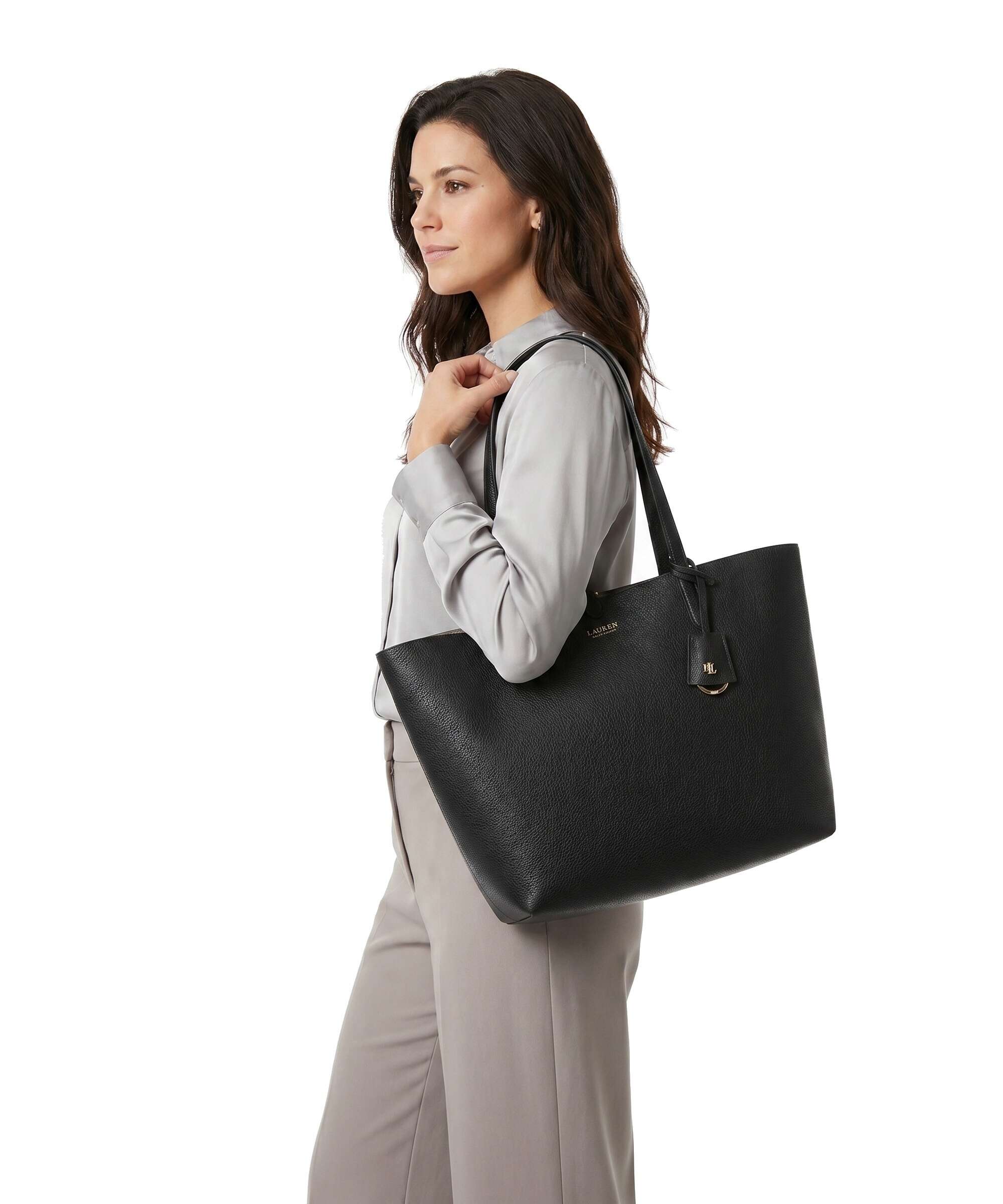 Lauren Ralph Lauren Medium Tote bag imitation leather black/taupe