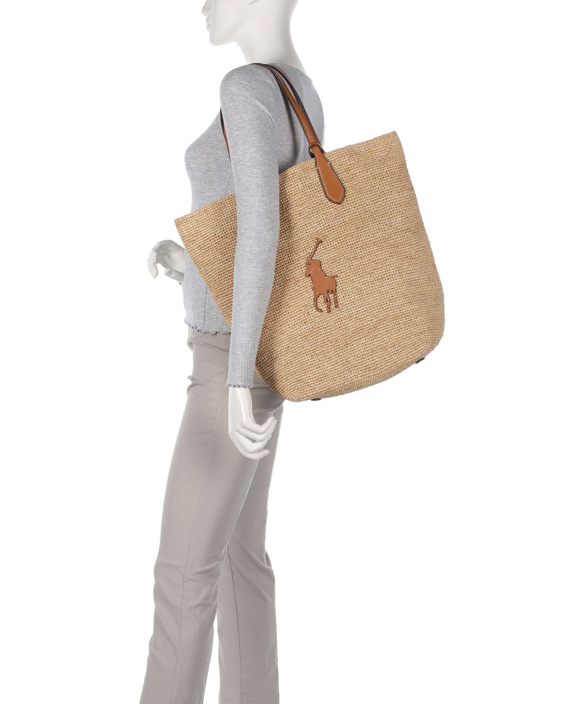 Polo Ralph Lauren Bellport Raffia Tote bag bast natural/cuoio