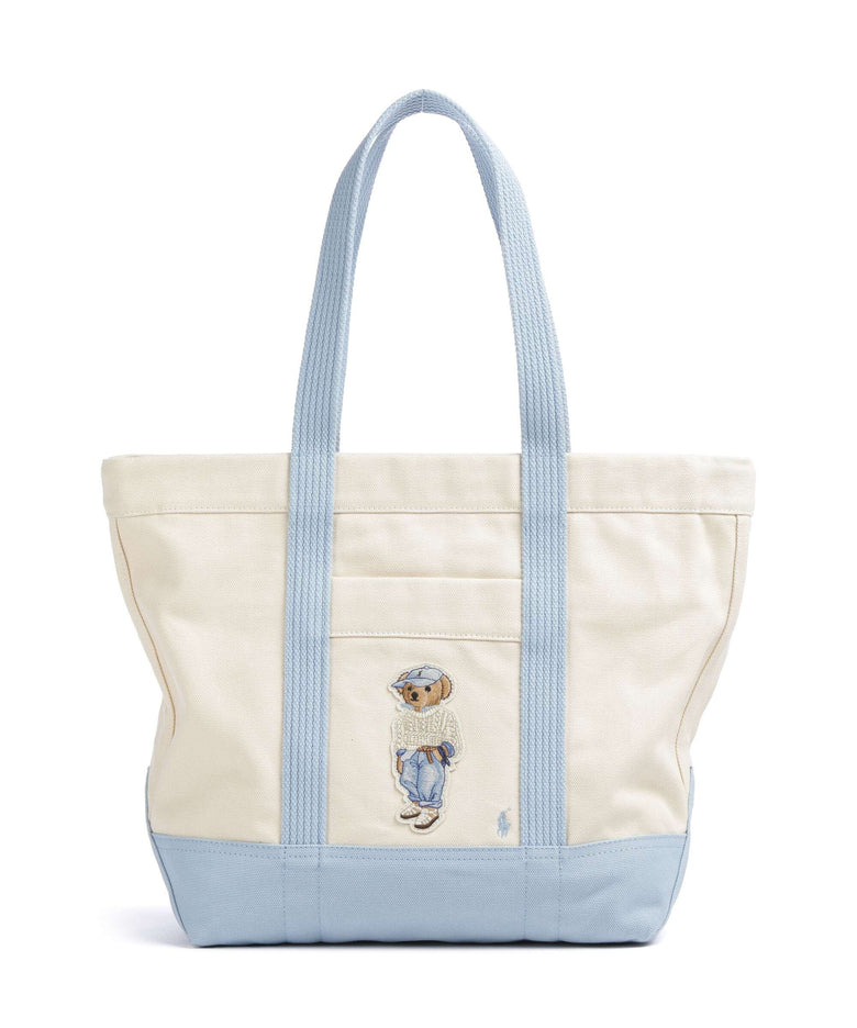 Polo Ralph Lauren Bear Eran Cable Tote bag ecru/carolina blue