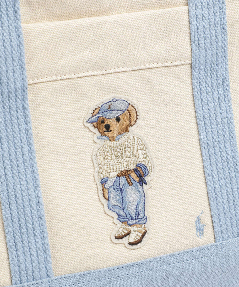 Polo Ralph Lauren Bear Eran Cable Tote bag ecru/carolina blue
