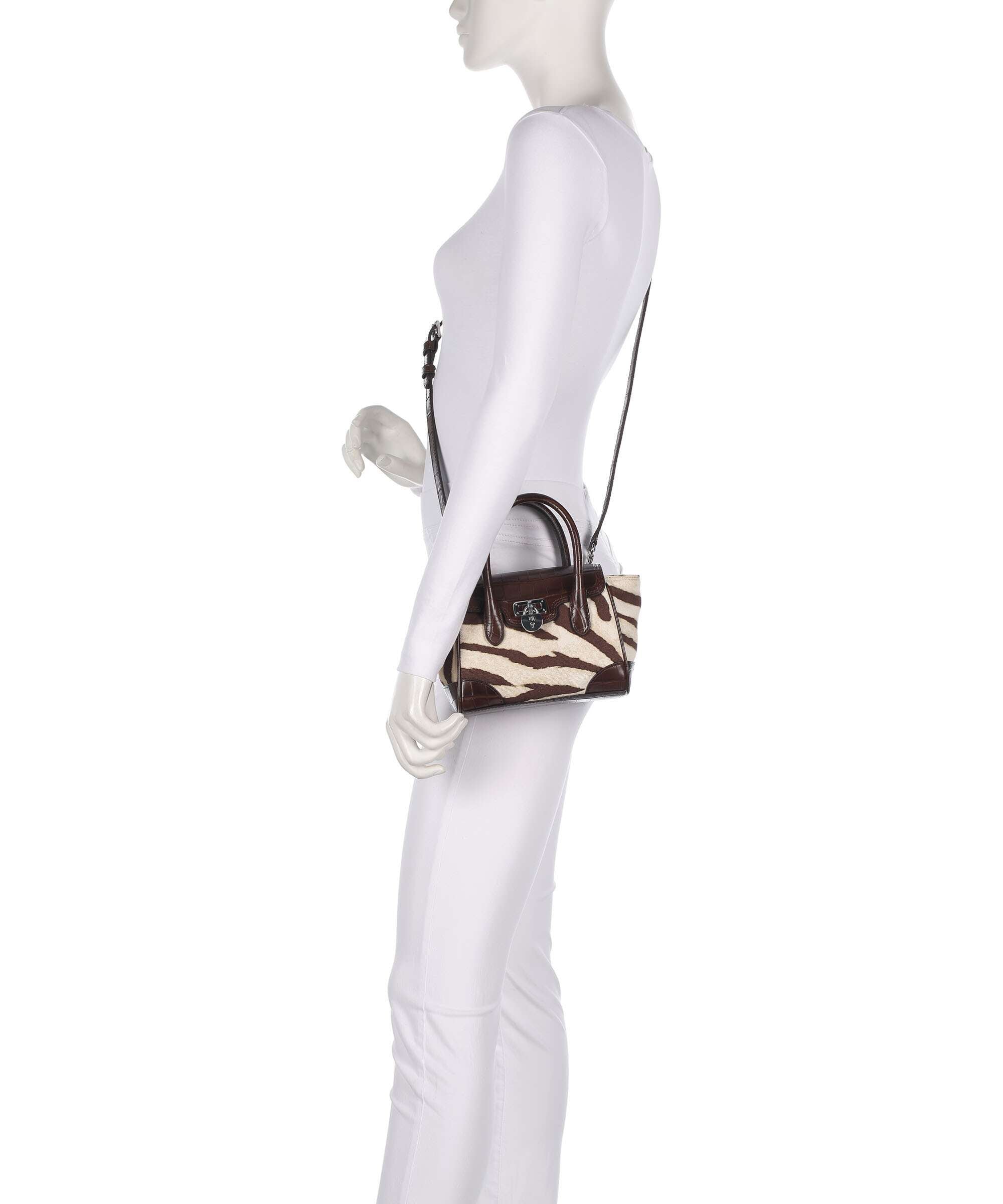 Lauren Ralph Lauren Tanner Small Handbag cotton zebra/dark hickory