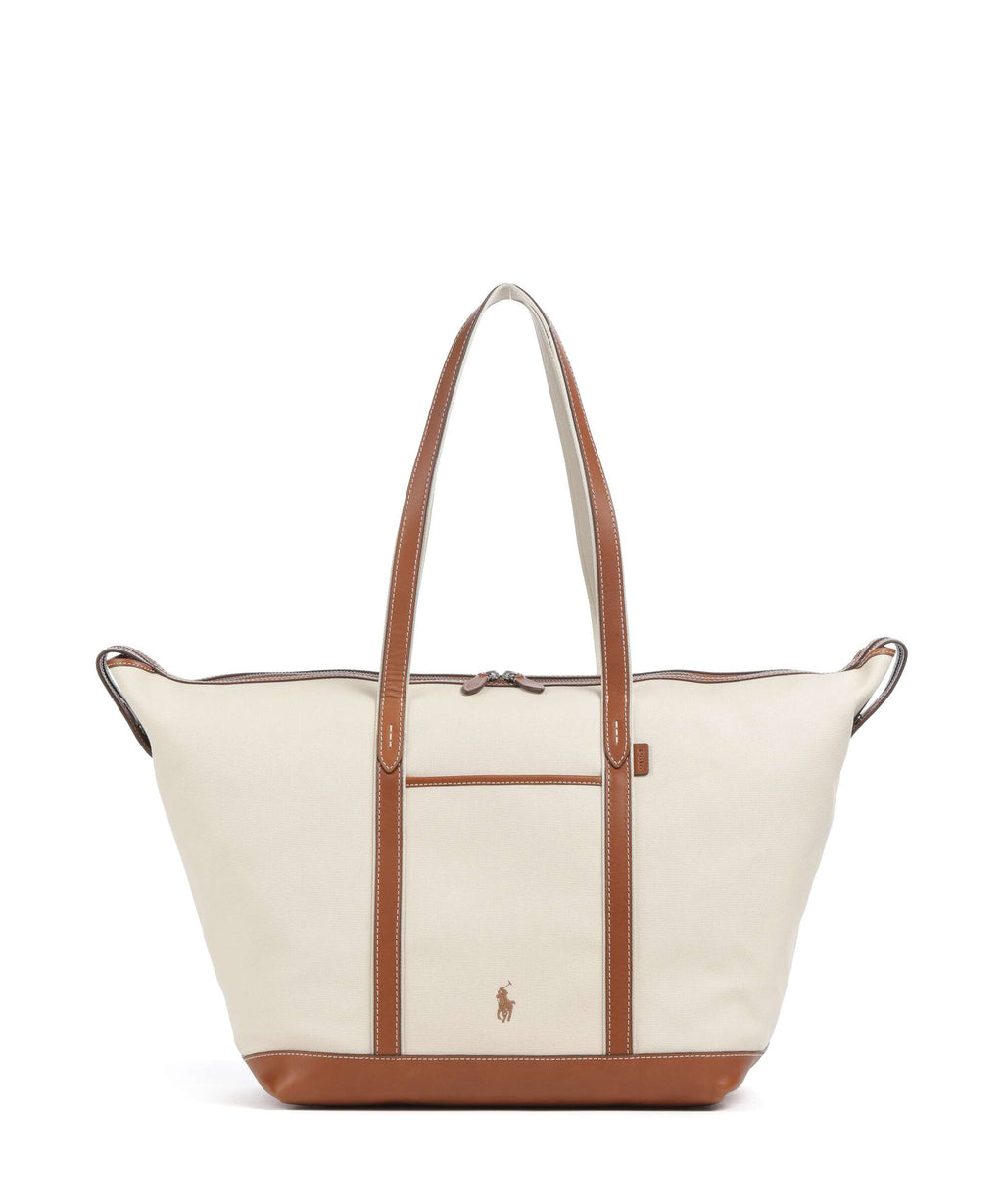 Polo Ralph Lauren Canvas Large Tote bag ecru/cuoio
