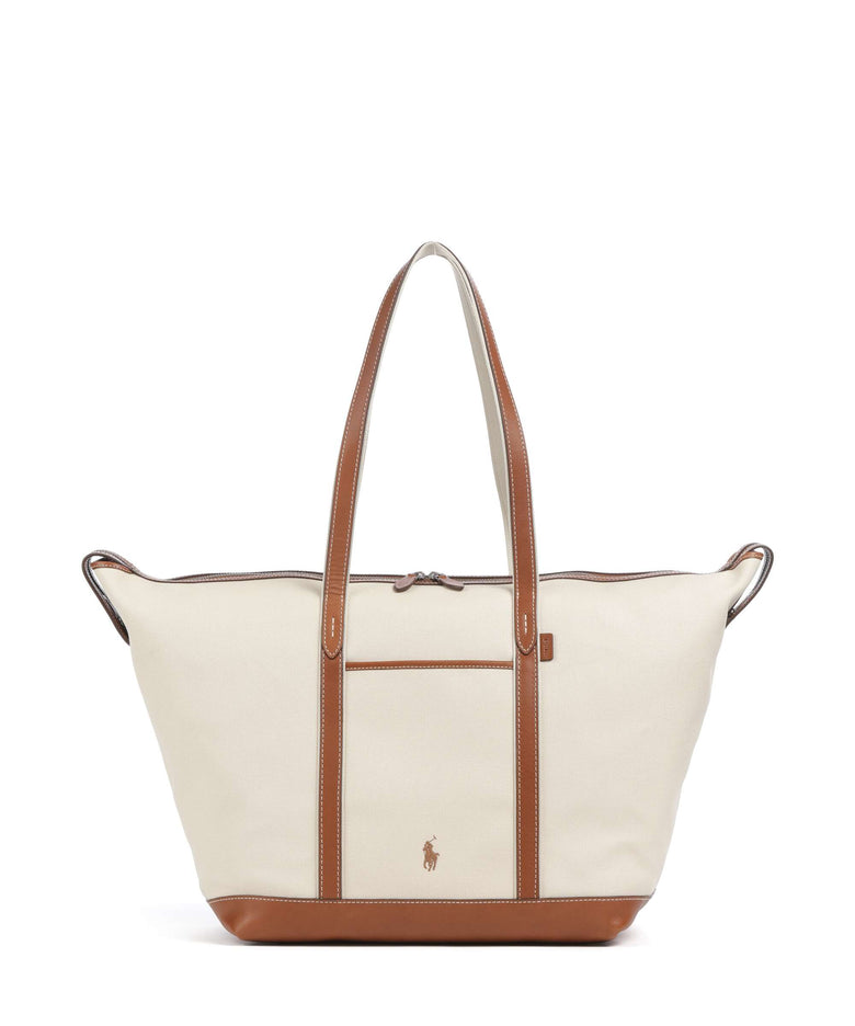 Polo Ralph Lauren Canvas Large Tote bag ecru/cuoio
