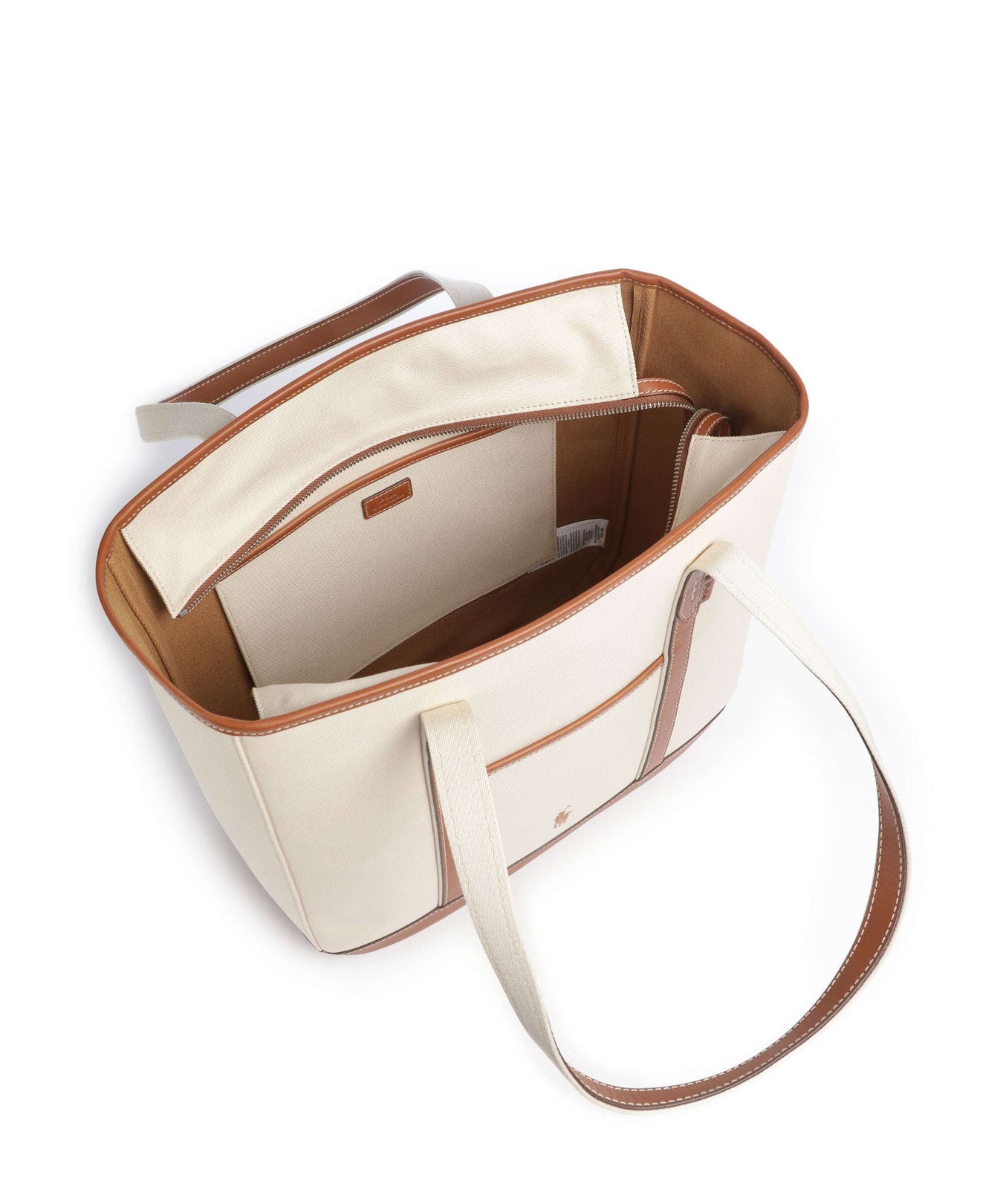 Polo Ralph Lauren Canvas Medium Tote bag ecru/cuoio