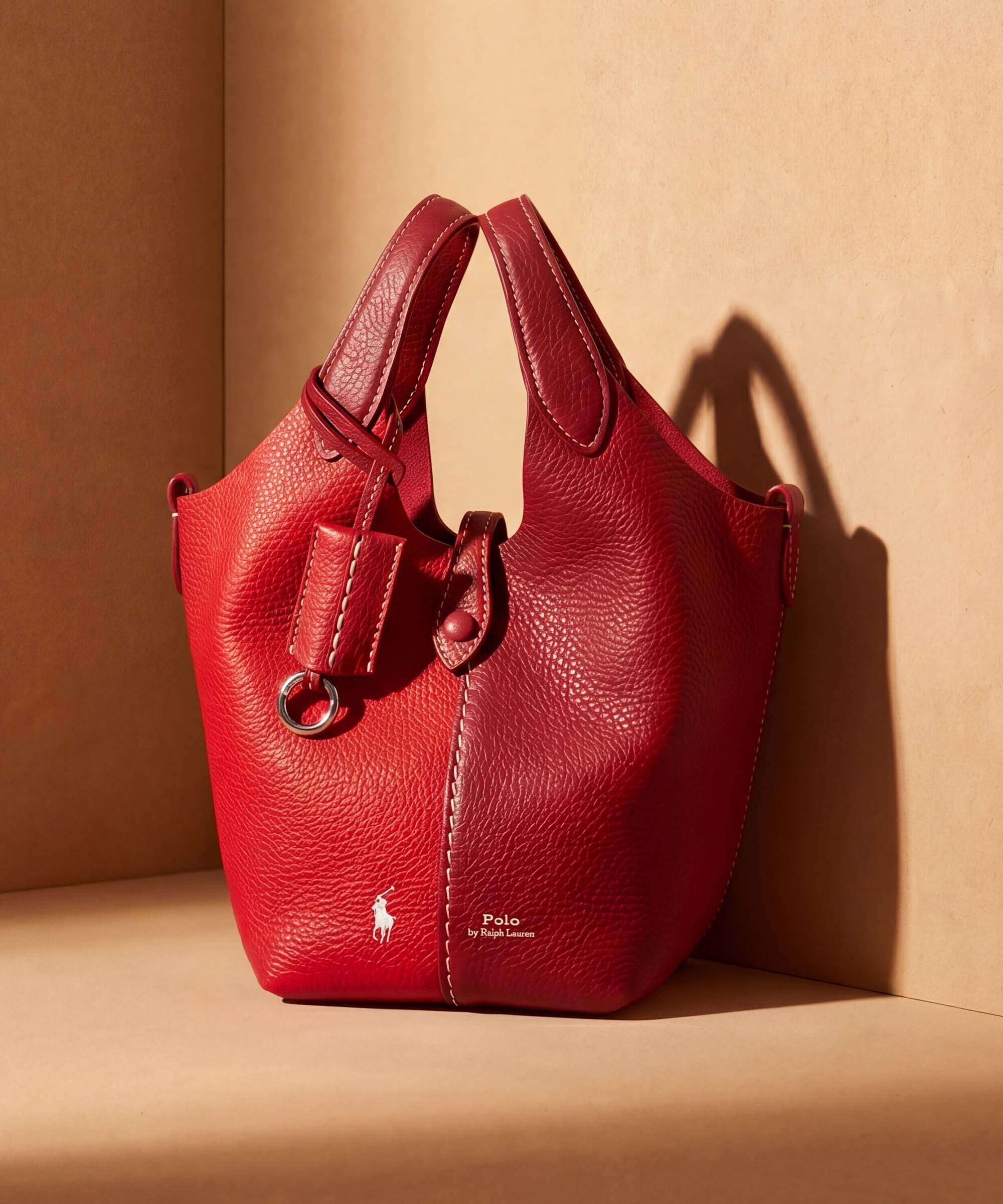Ralph Lauren 90s ミニボストンバッグ　レッド Polo Ralph Lauren Play Small Crossbody bag grained leather rose
