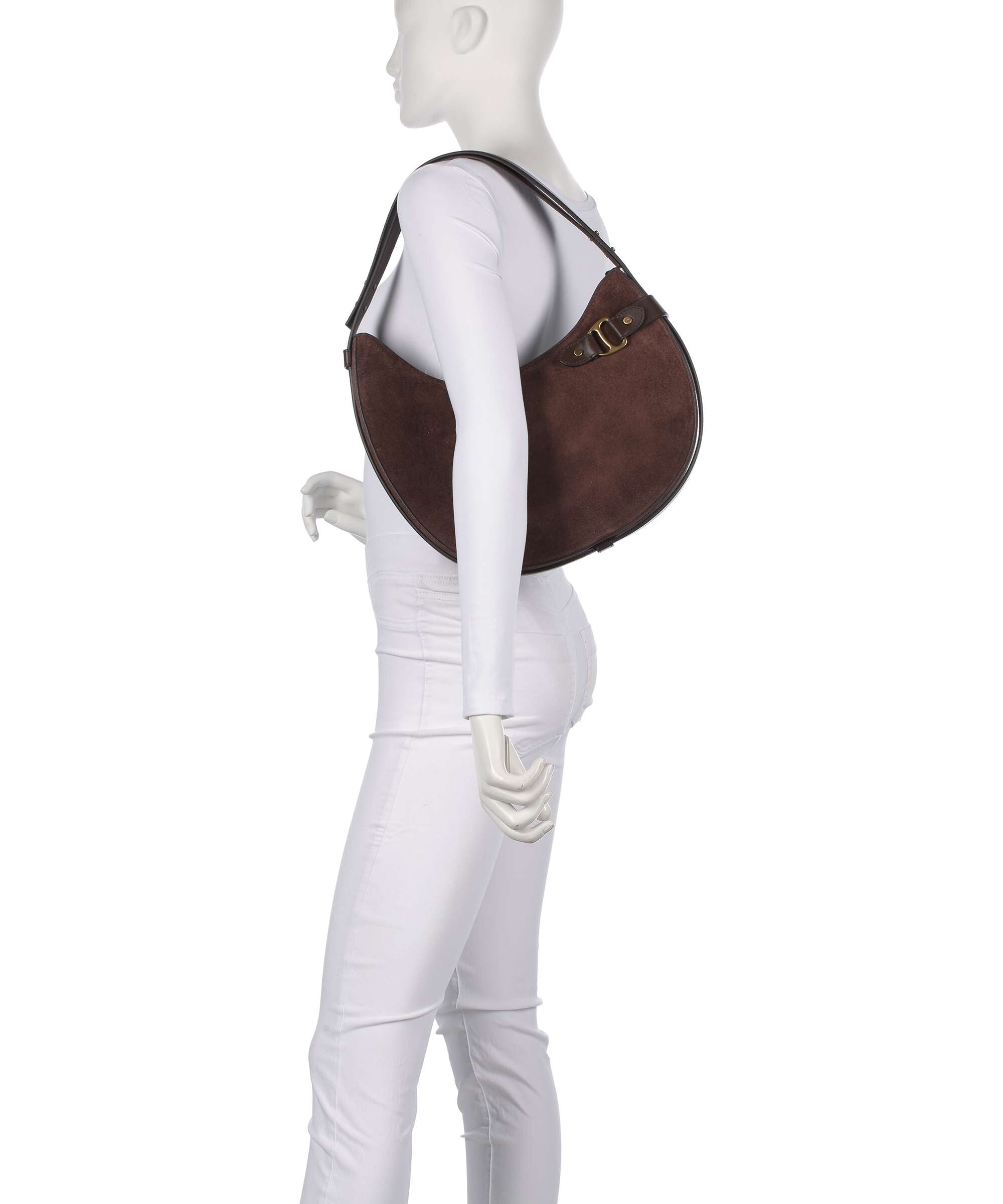 Lauren Ralph Lauren Tasha Large Hobo bag suede chestnut brown