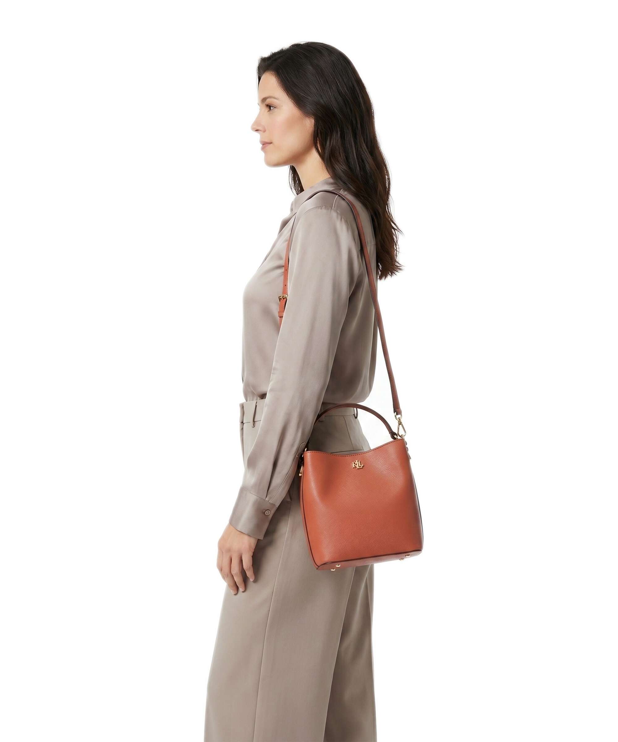 Lauren Ralph Lauren Reese Small Bucket bag saffiano leather red