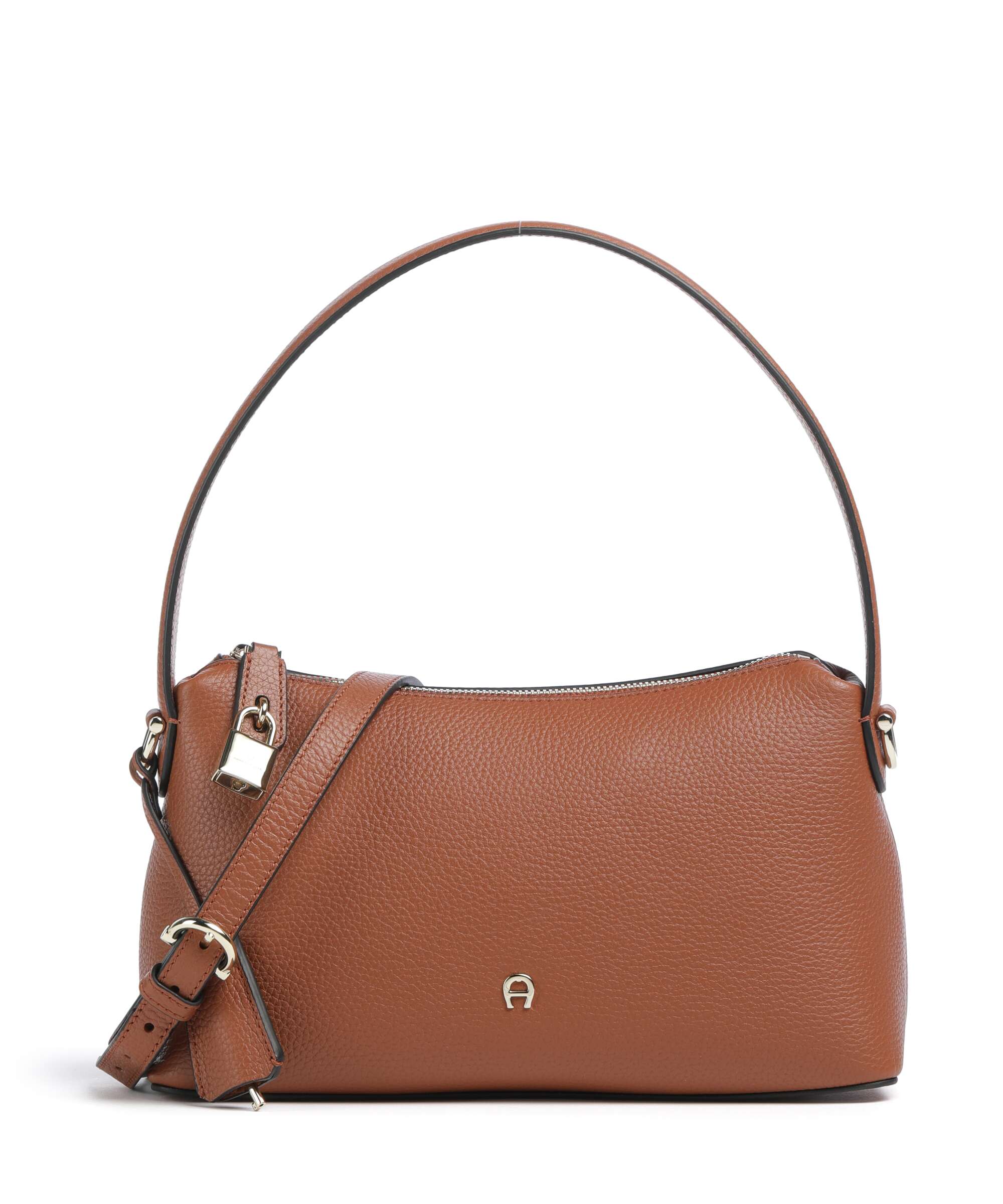 Aigner Delia S Shoulder bag grained cow leather cognac brown