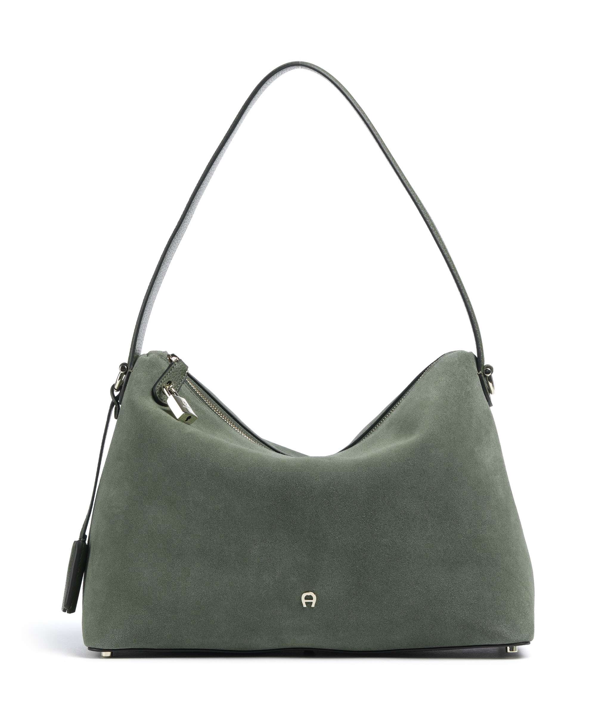 Aigner Delia M Hobo bag brushed leather dark olive - 136196-0633