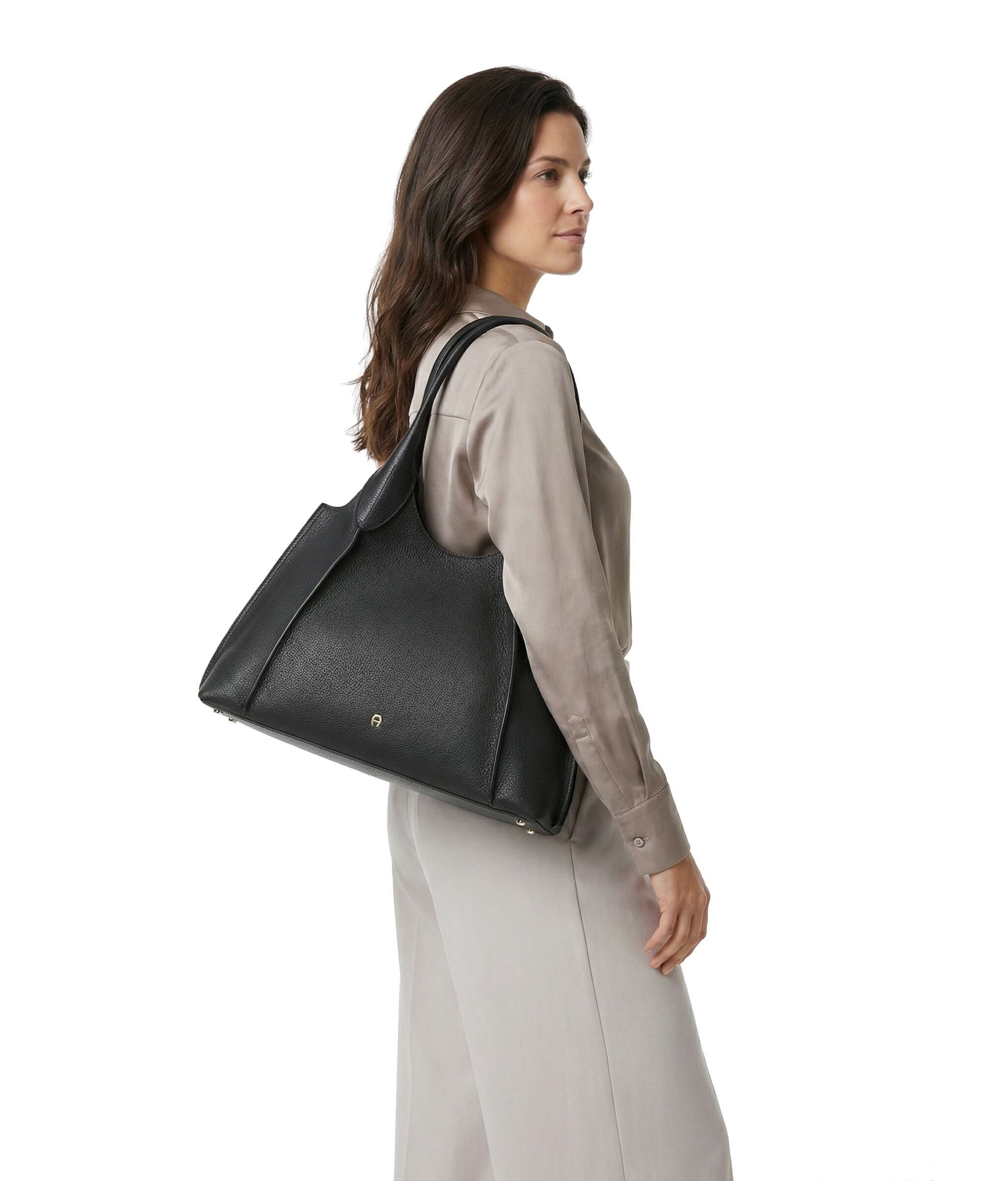 Aigner Kayla L Hobo bag grained cow leather black - 136868-0002