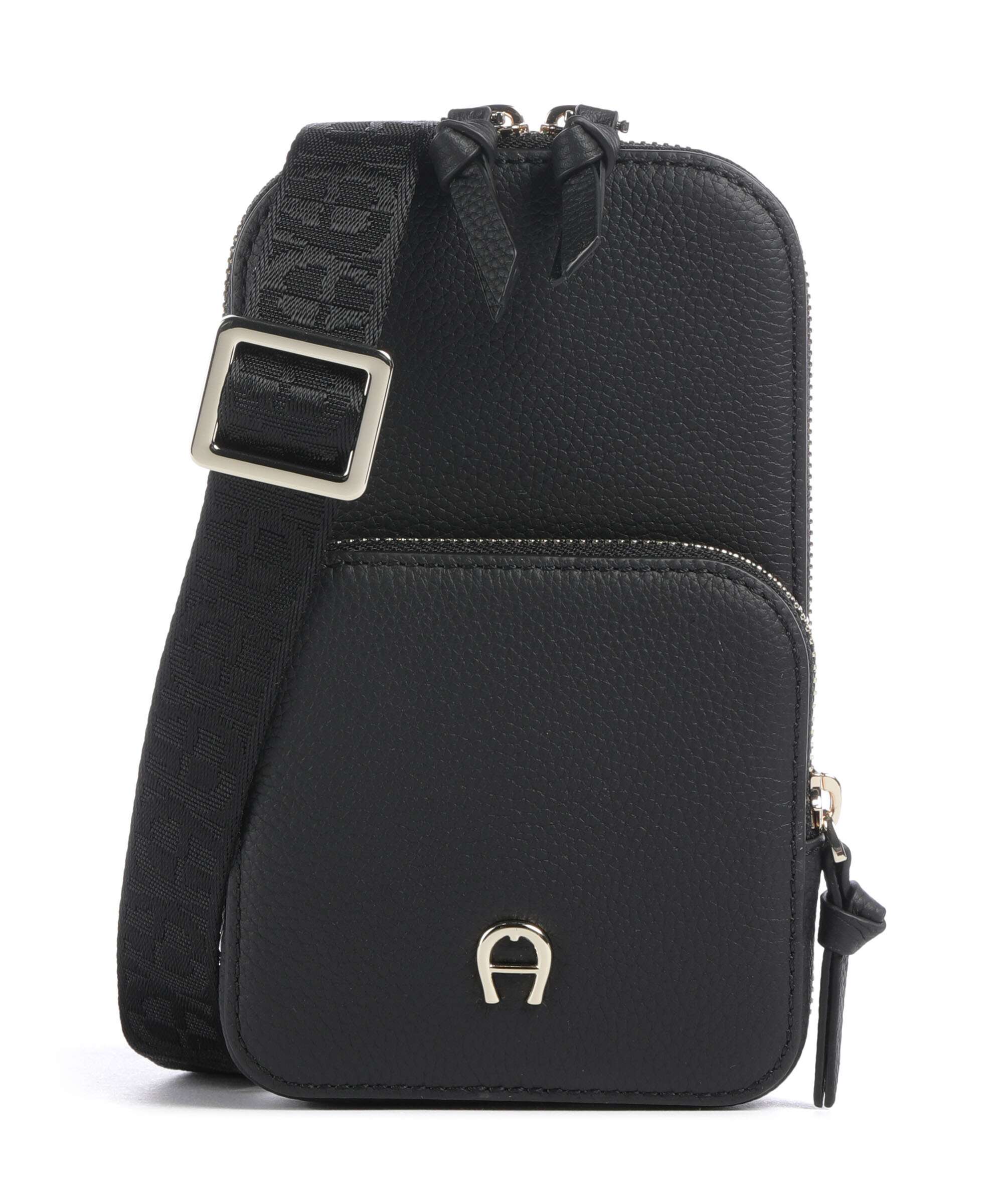 Aigner Zita Phone bag grained cow leather black - 163212-0024 – WARDOW
