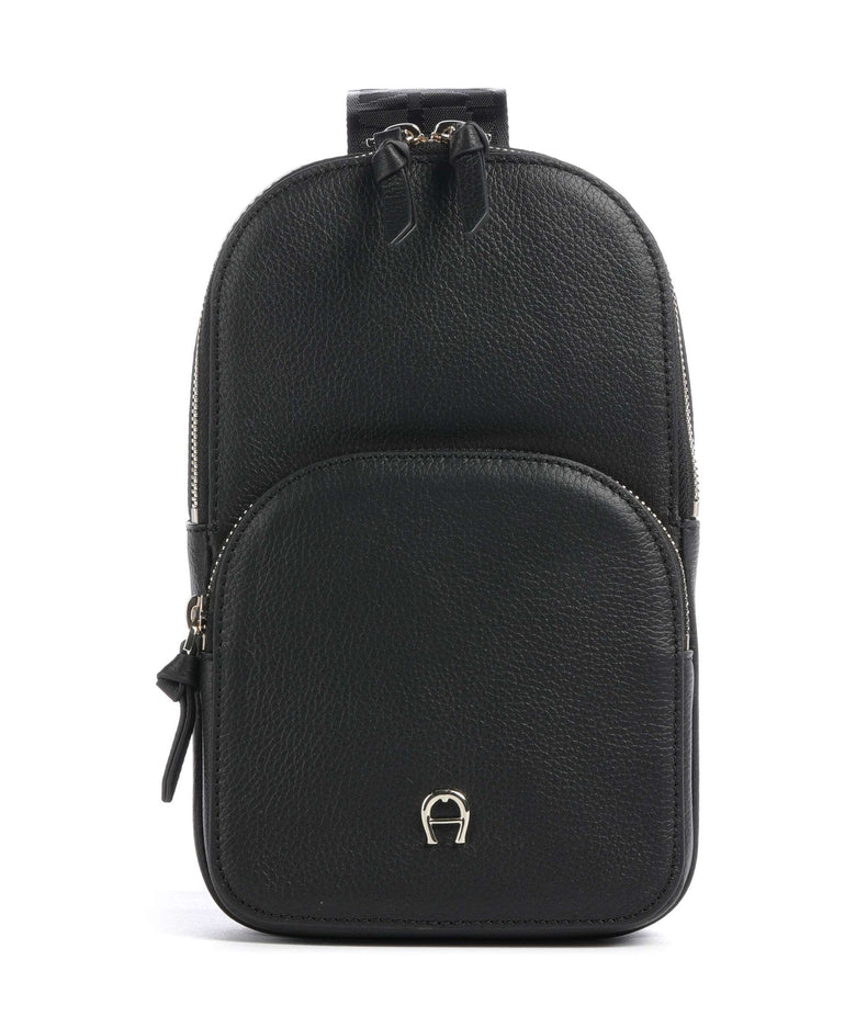 Aigner Zita Sling bag grained cow leather black