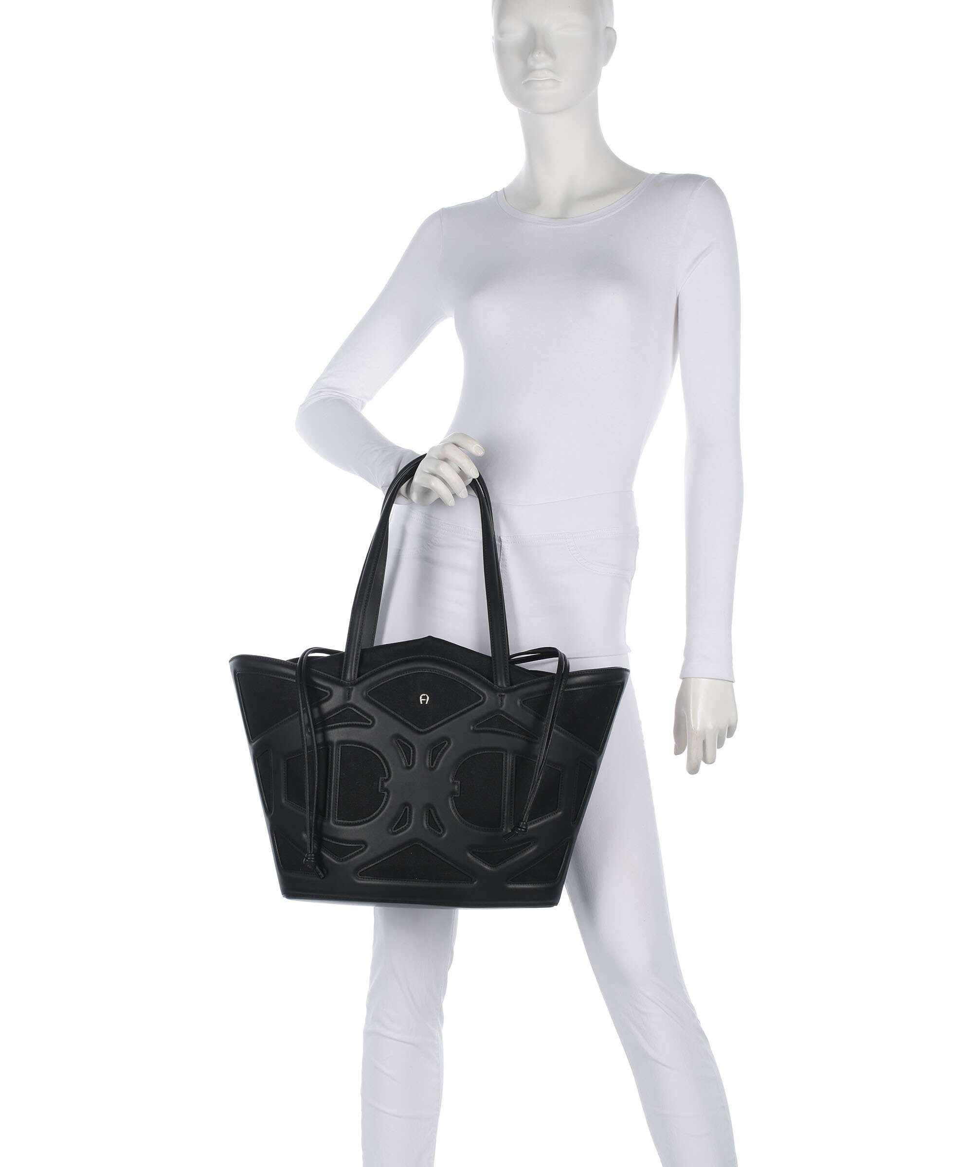 Aigner Azzurra M Tote bag fine grain cow leather, cotton black